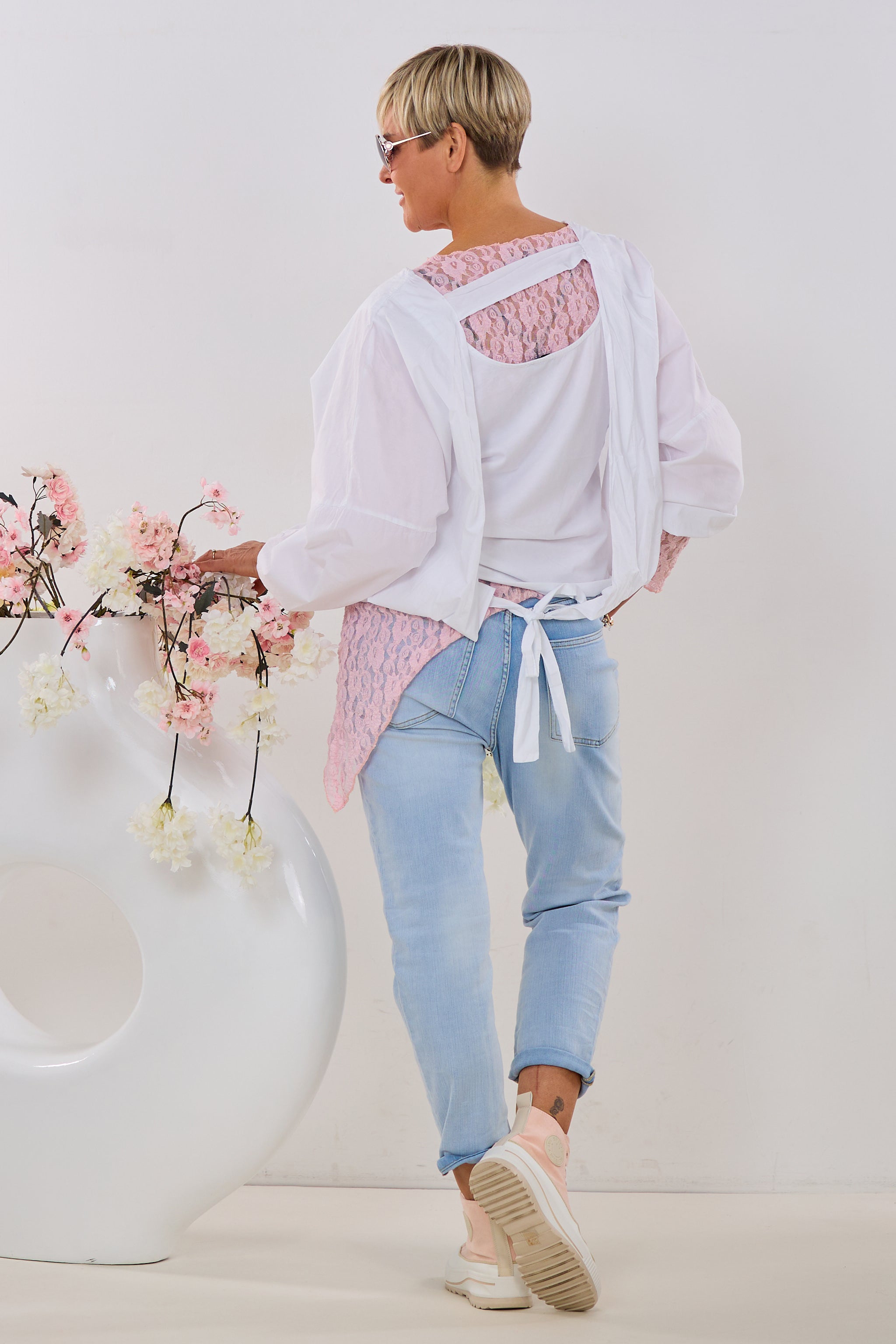 Bluse mit Top-Einsatz, weiß