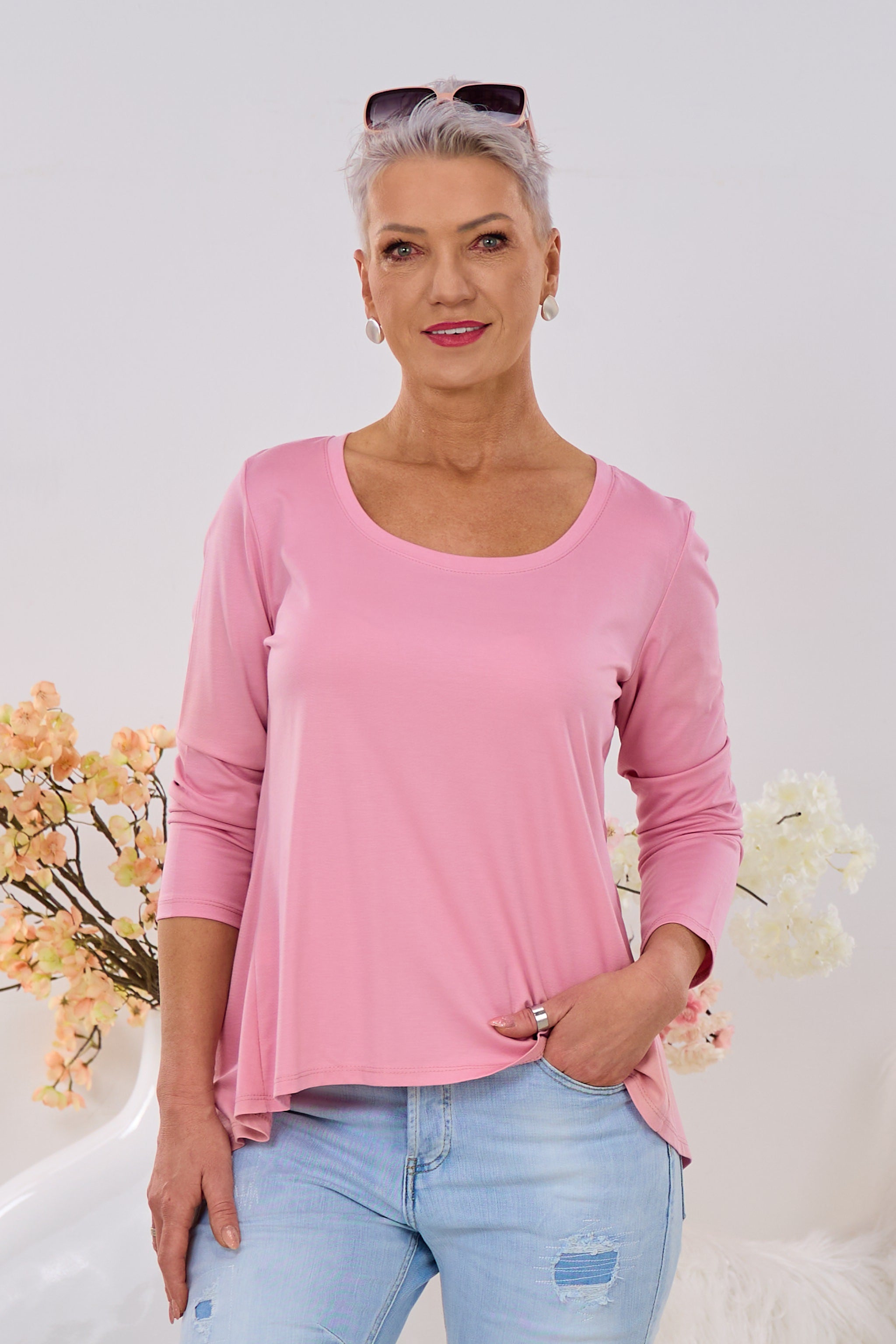 Shirt mit raffiniertem Rückenausschnitt, rosa