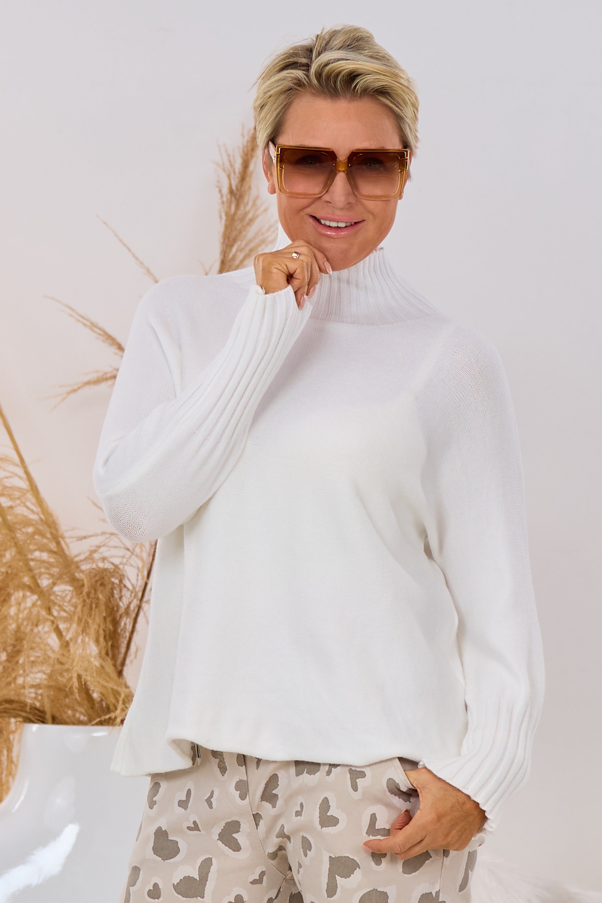 Weicher Pulli mit Turtleneck, langarm, ecru