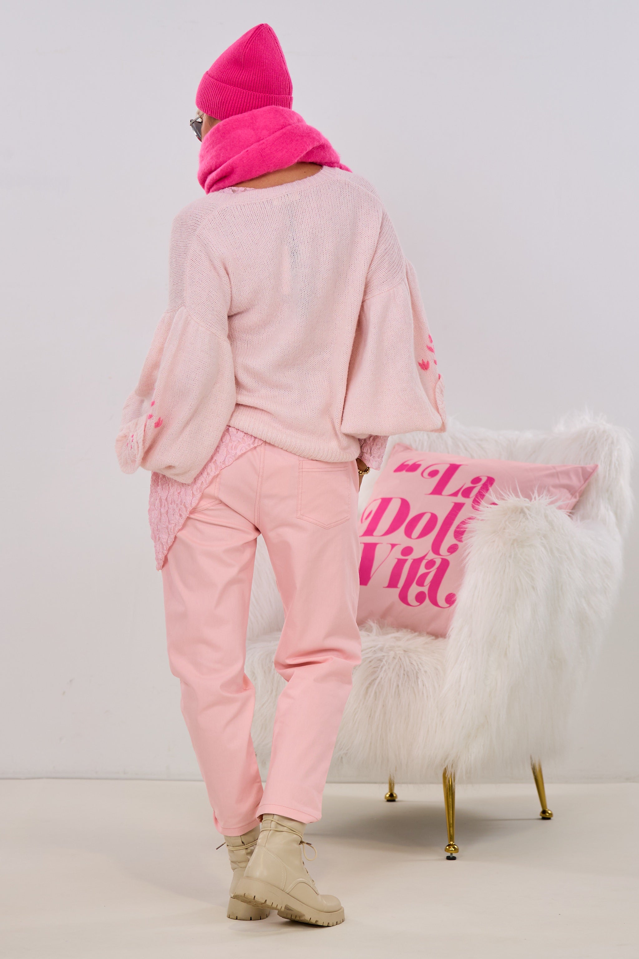 Baumwollhose mit aufgesetzten Taschen, rosa