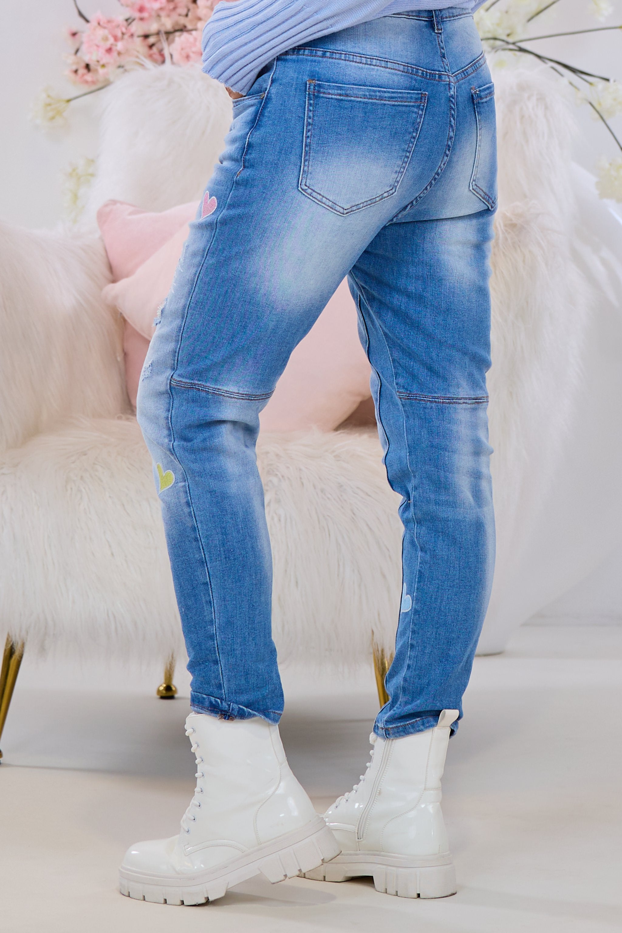 Mid Waist Jeans HEARTS, denim-bunt