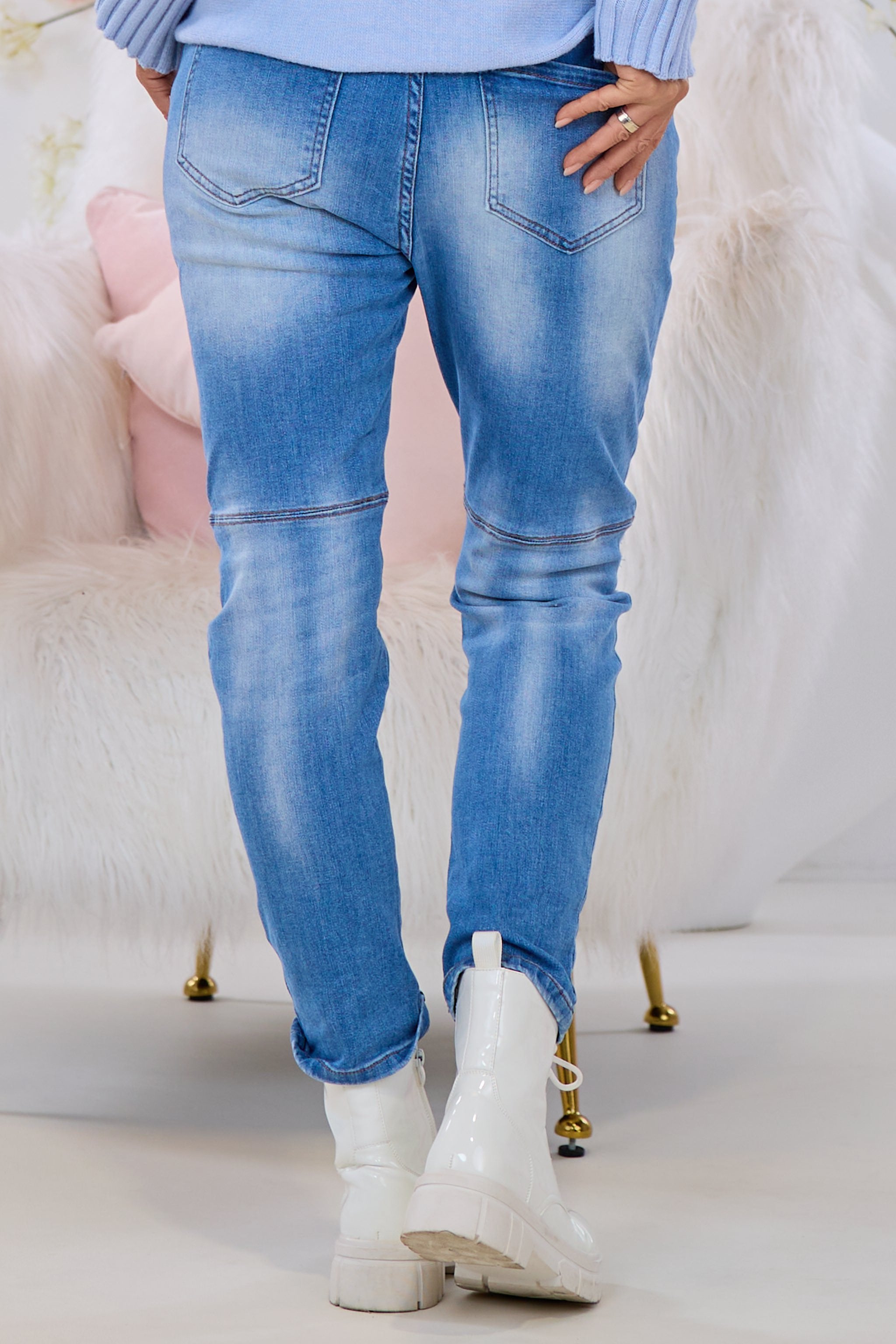 Mid Waist Jeans HEARTS, denim-bunt
