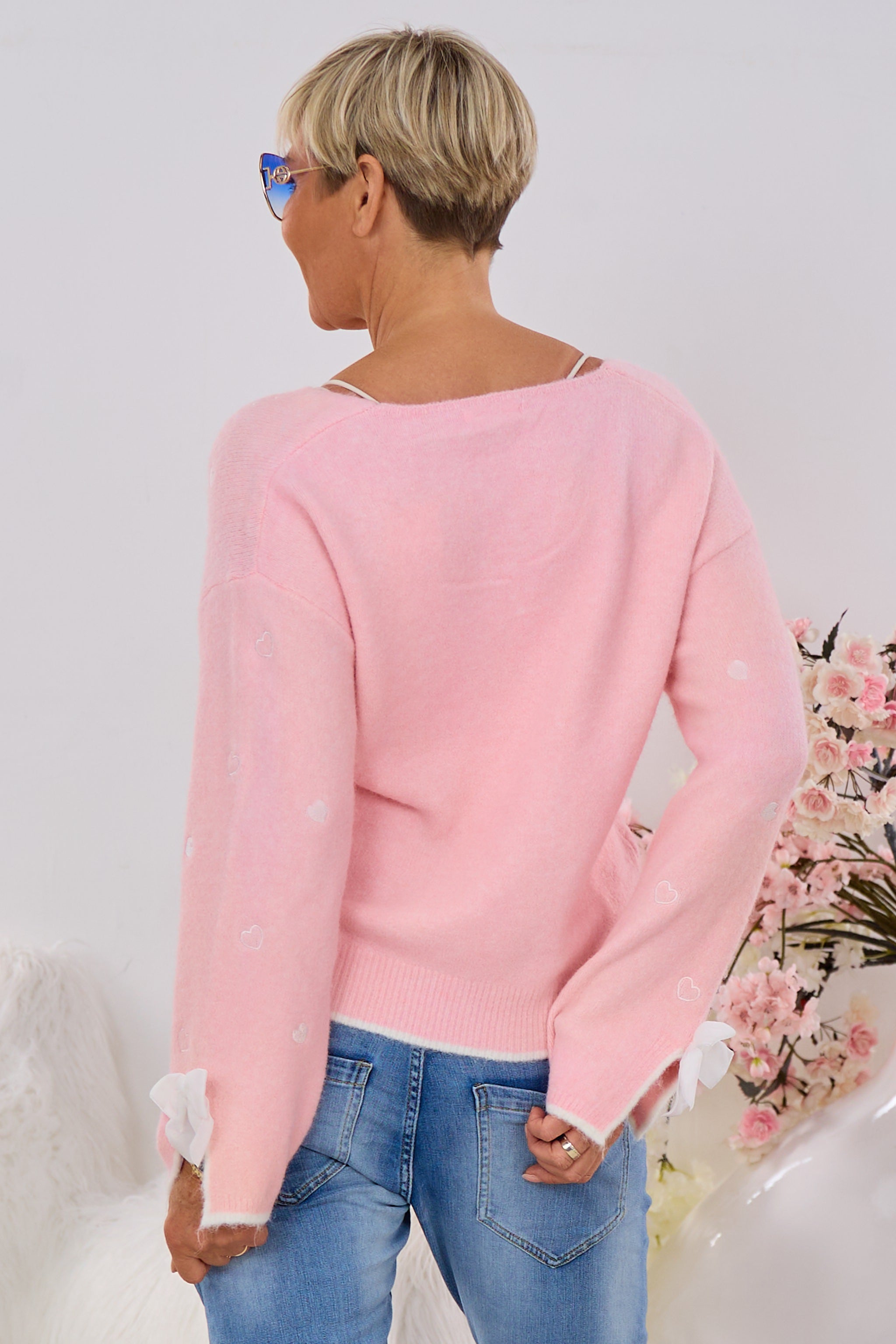 kuscheliger Pullover HEARTS, rosa-ecru