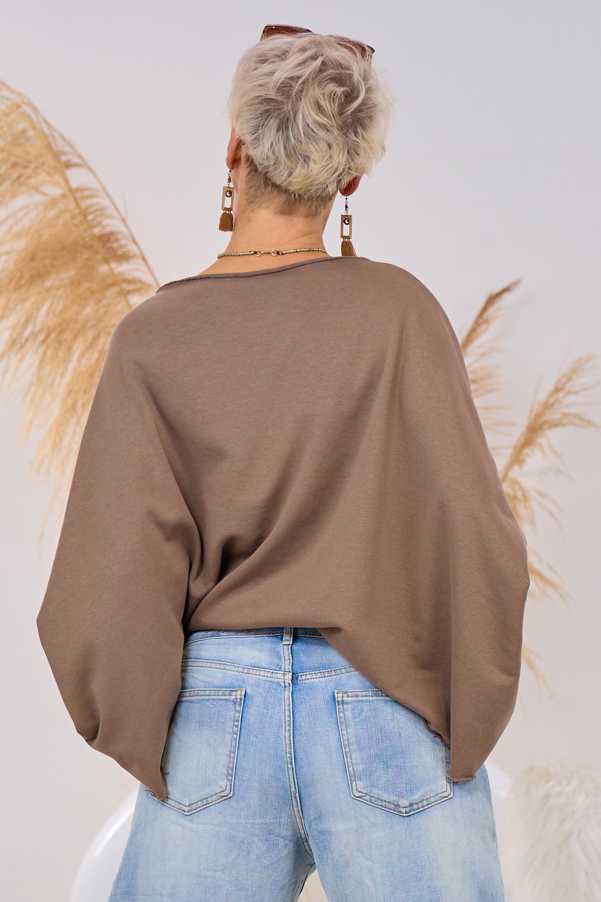 Oversized Sweaty FEELING GOOD, taupe-pink-bunt