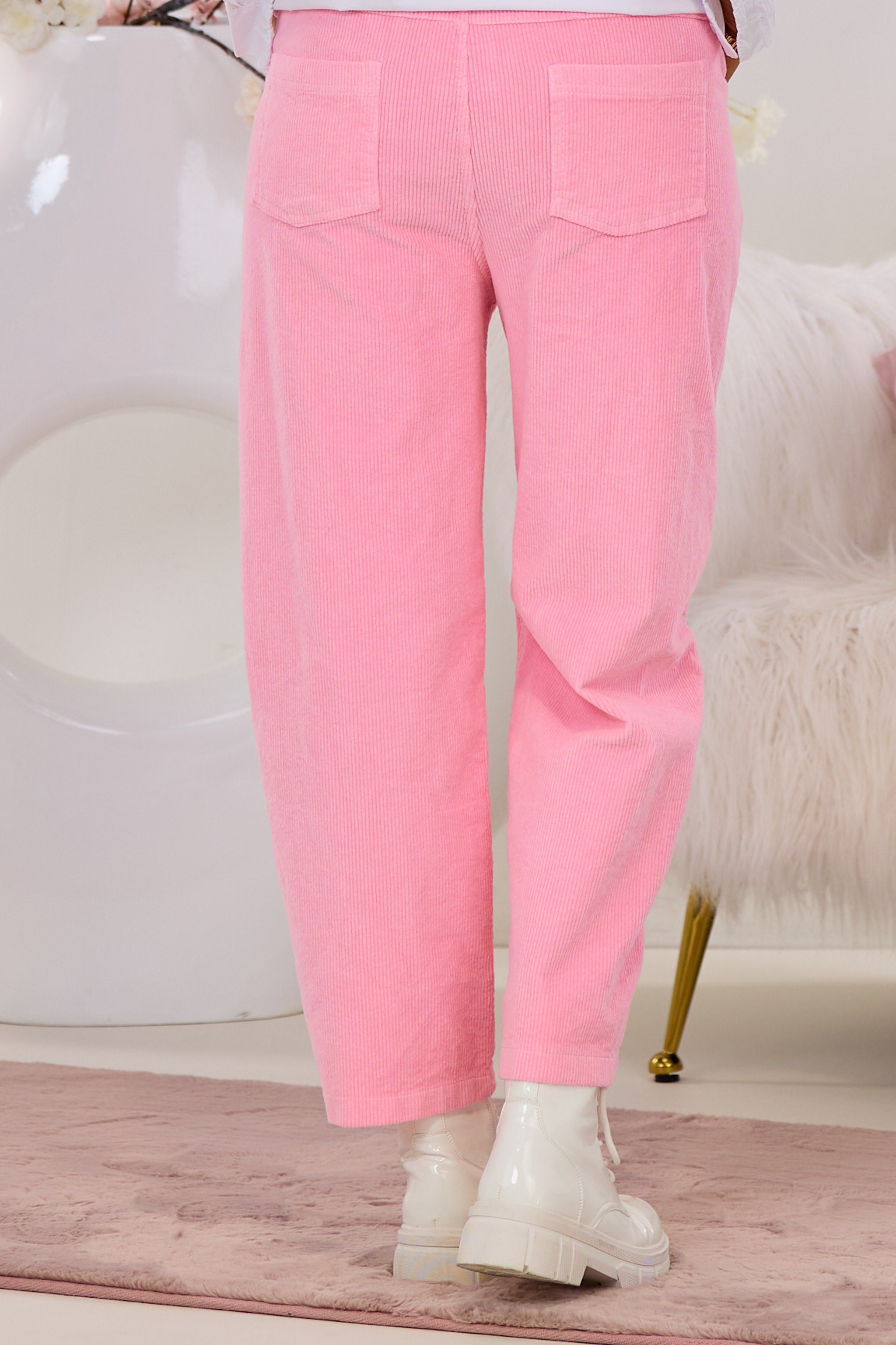 Cordhose im Balloon-Style, rosa