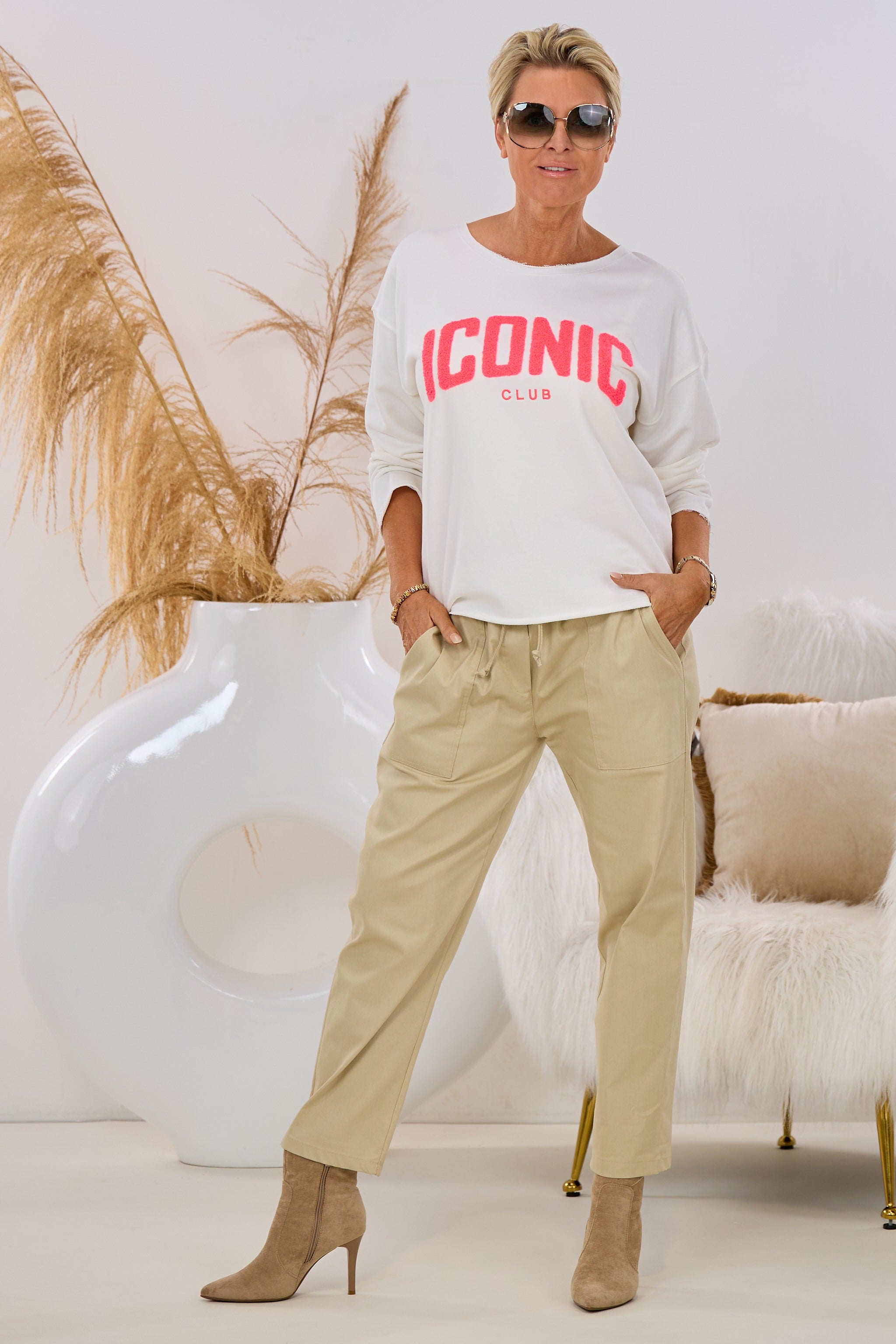 Sweaty ICONIC CLUB, ecru-lachs