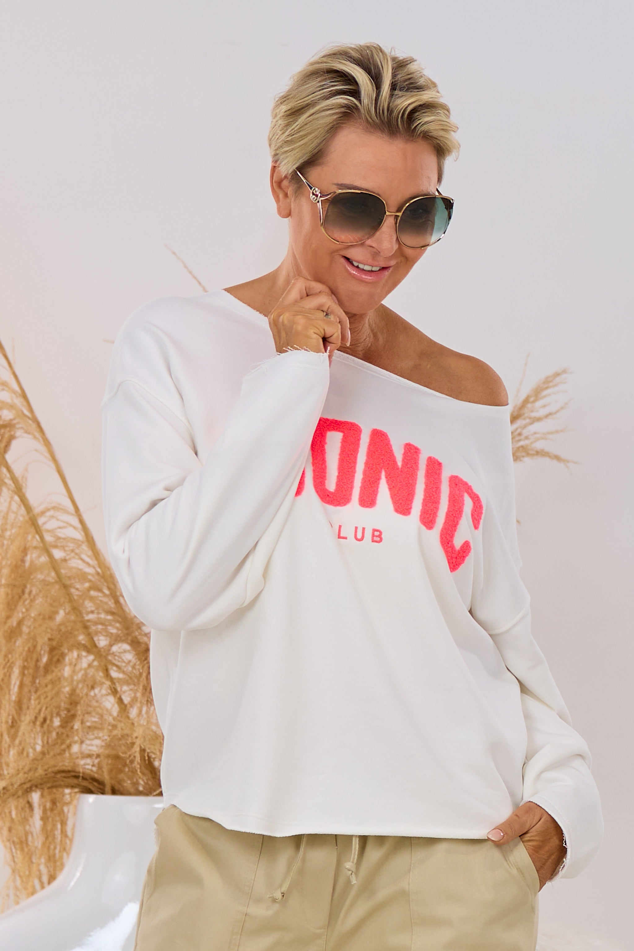 Sweaty ICONIC CLUB, ecru-lachs