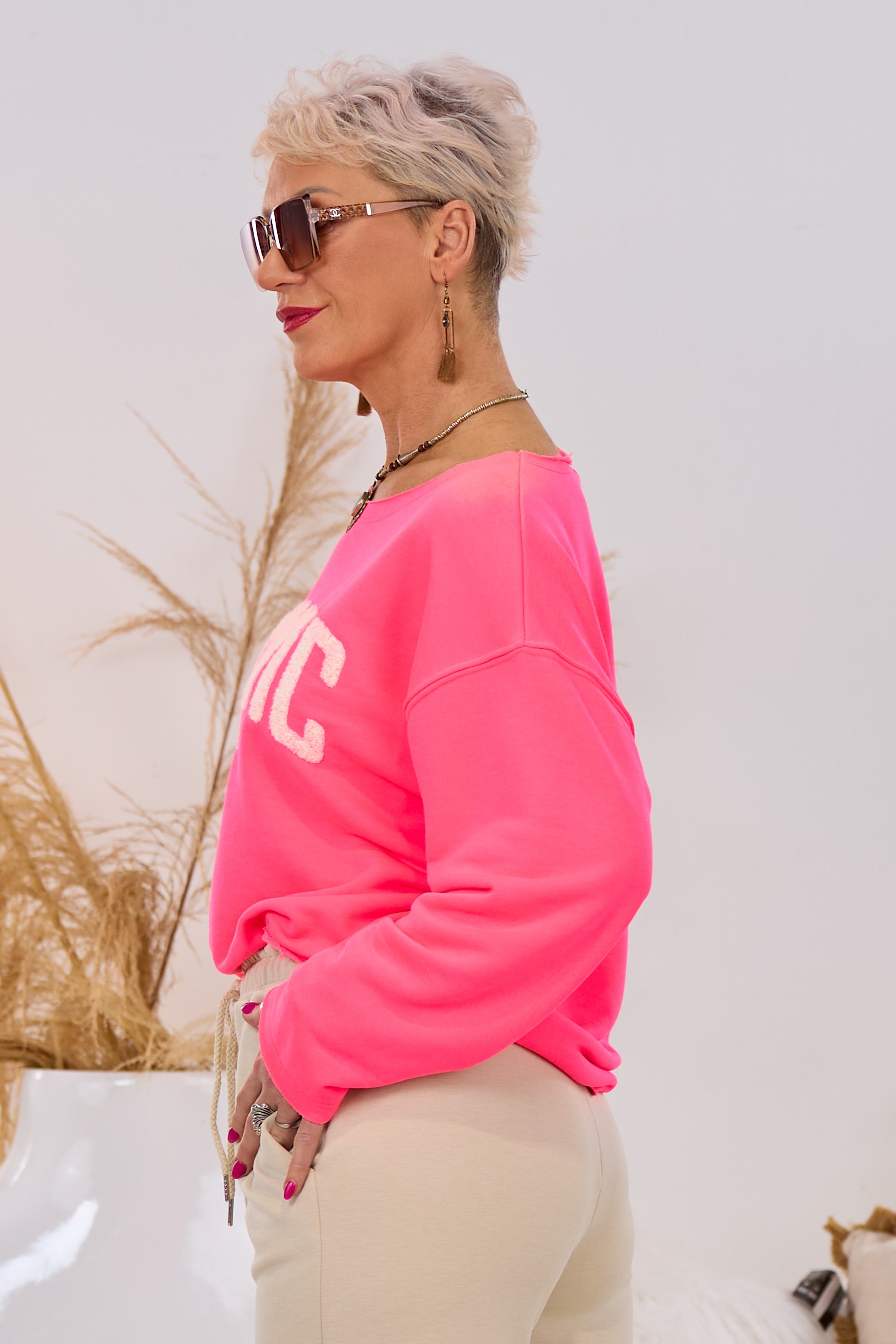 Sweaty ICONIC CLUB, neonpink-ecru