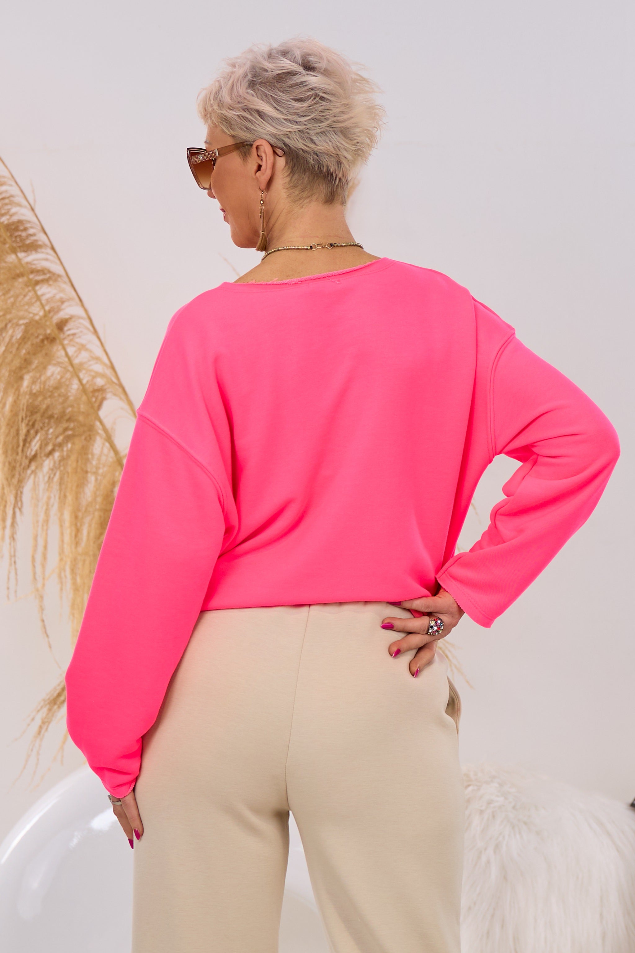 Sweaty ICONIC CLUB, neonpink-ecru