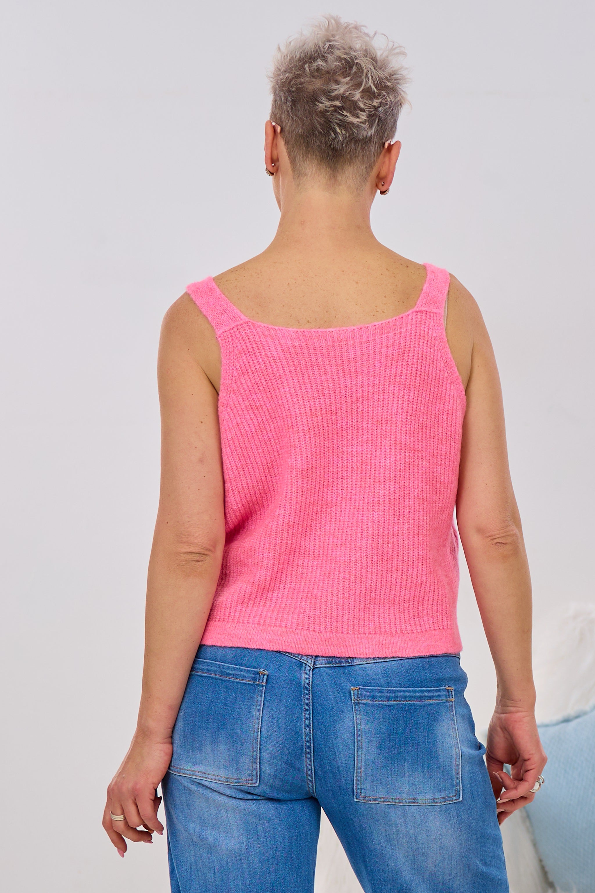 Kurzes Stricktop, rosa