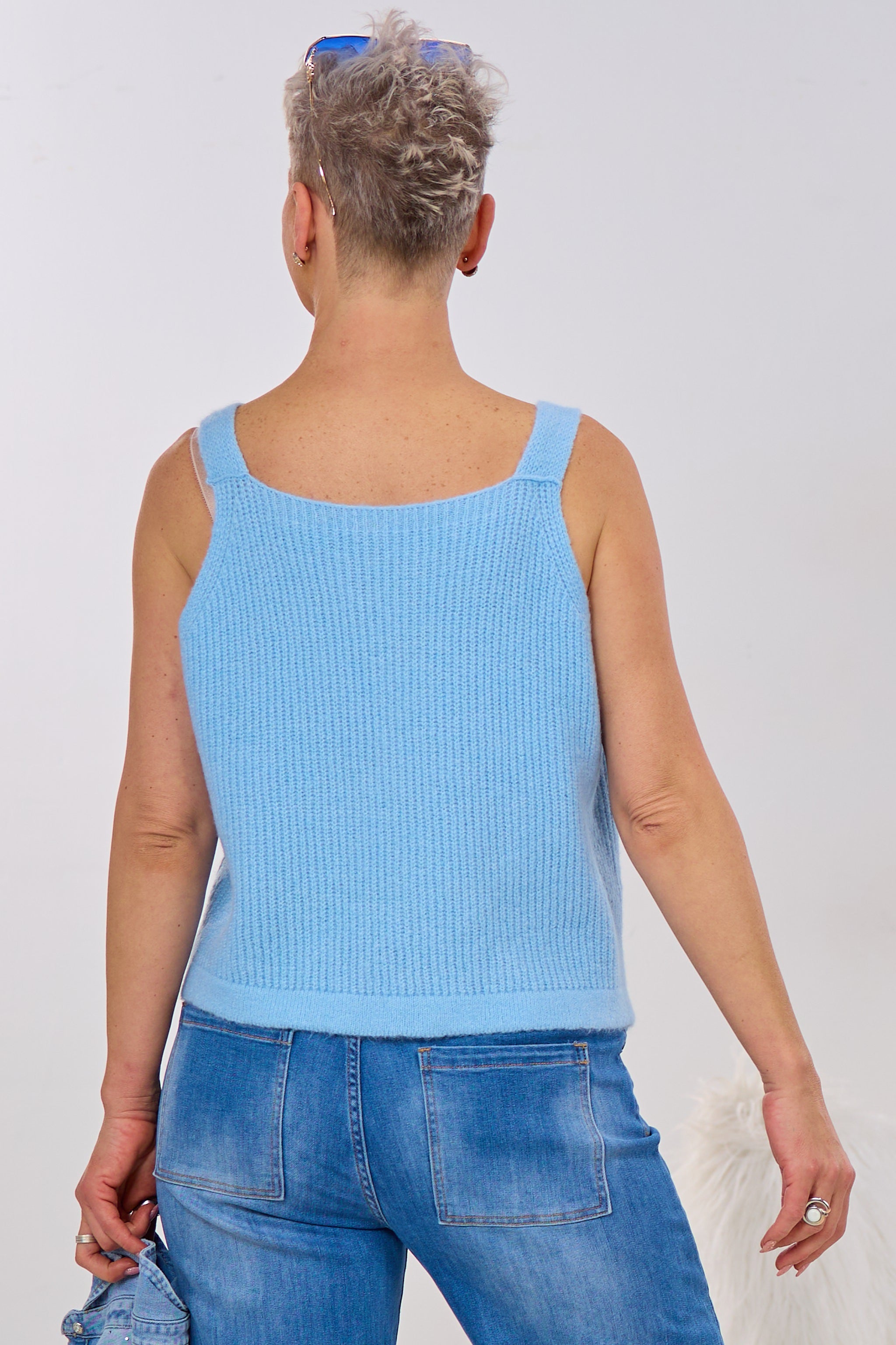 Kurzes Stricktop, hellblau