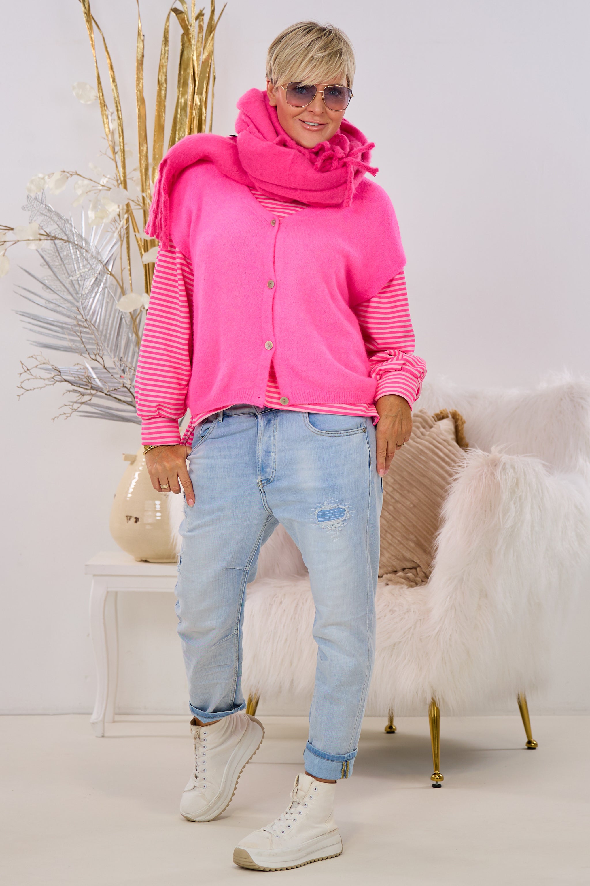 weiche Strickweste, pink