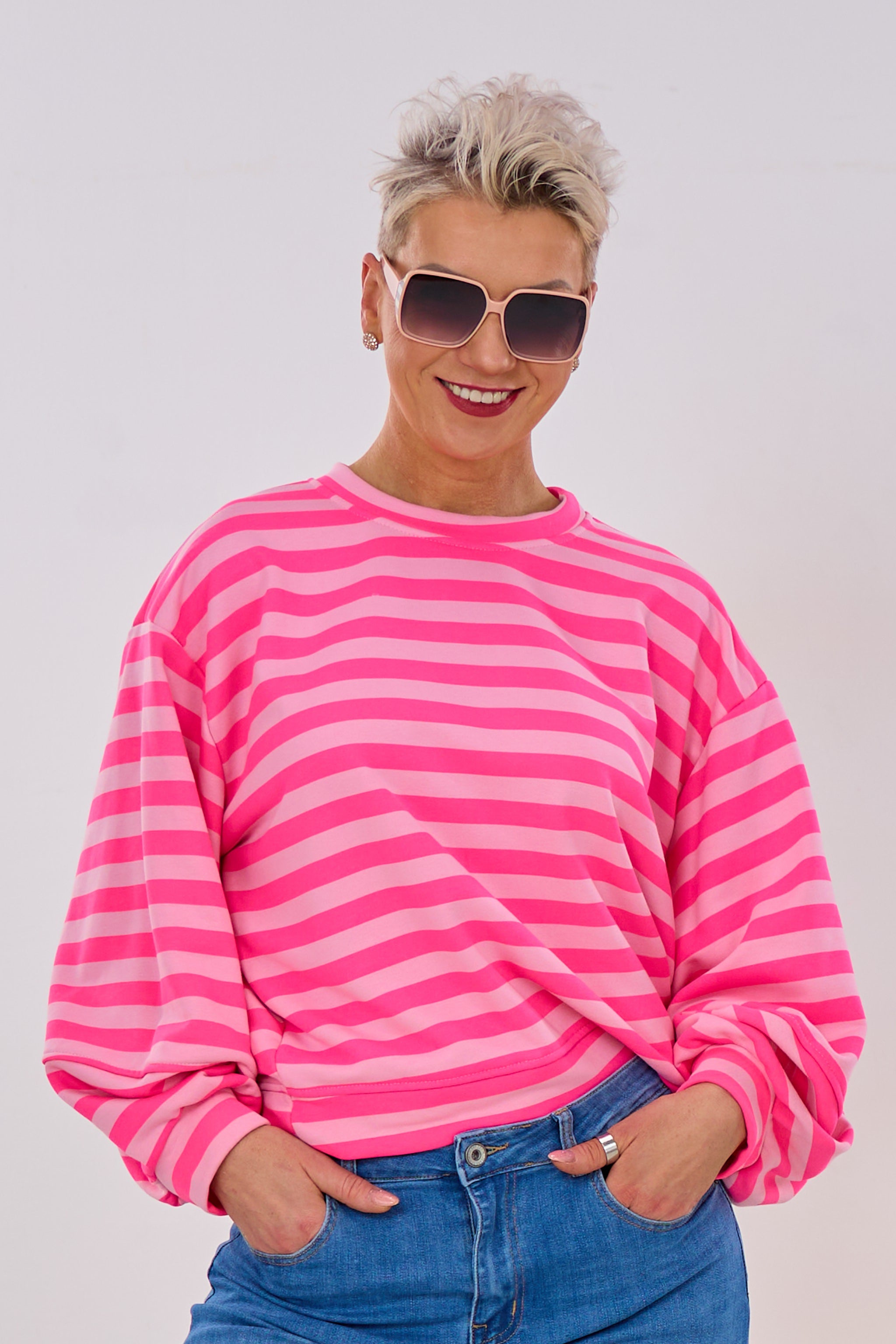 Breit geringeltes Sweaty, rosa-pink