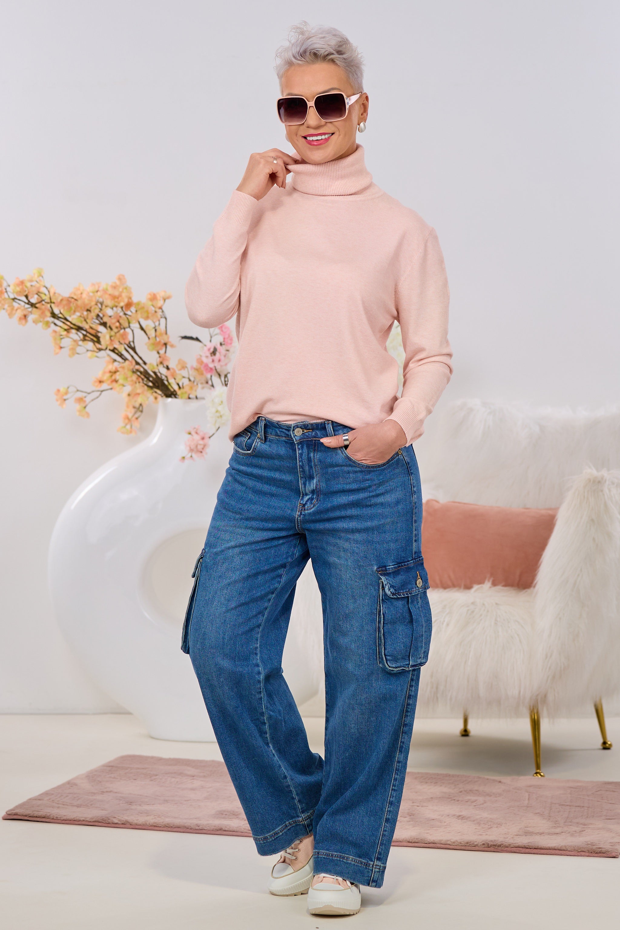 Rollkragen Pulli "Senora", altrosa