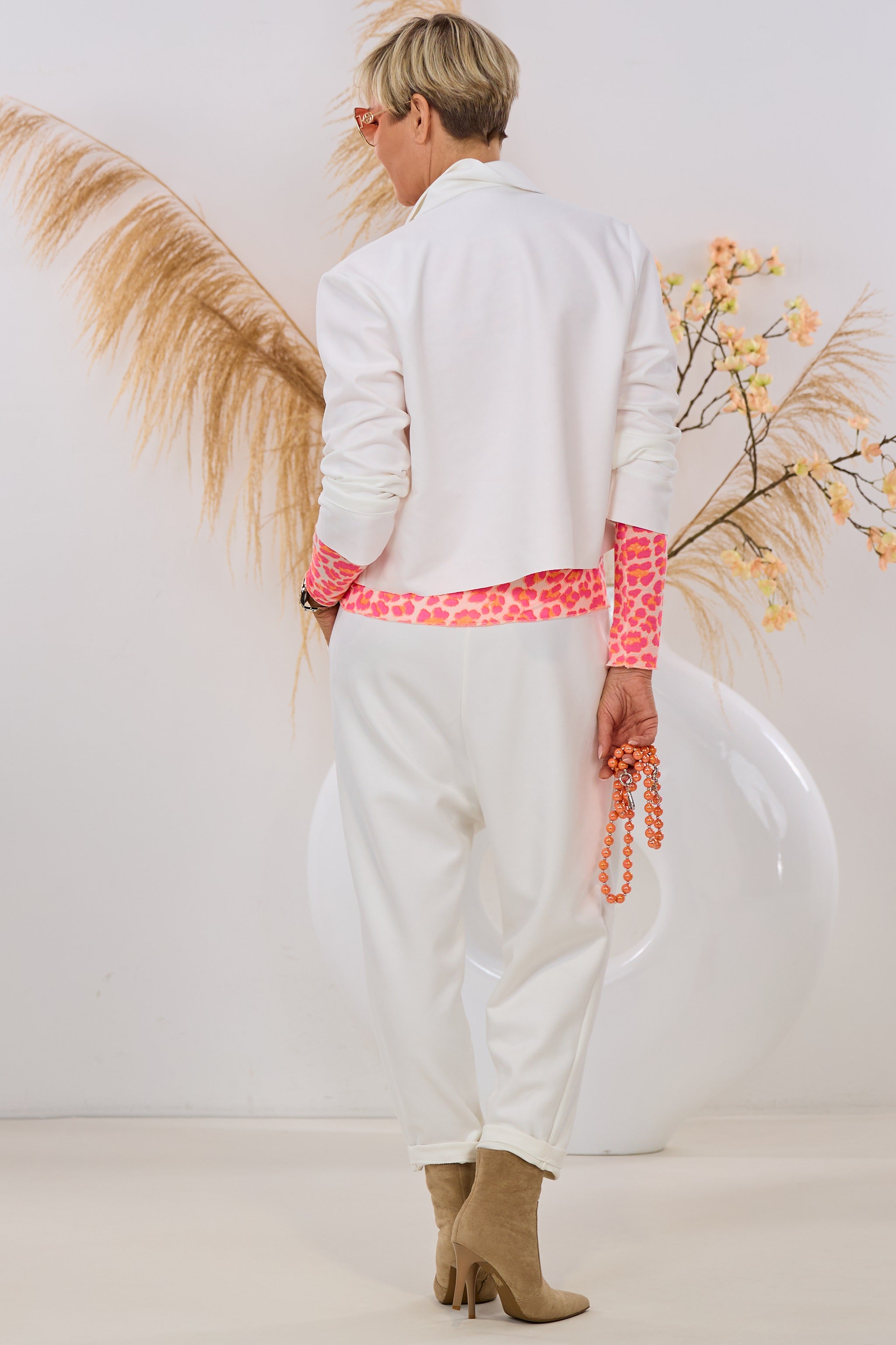 kurze Hemdjacke in Waschleder-Optik, weiß/ecru