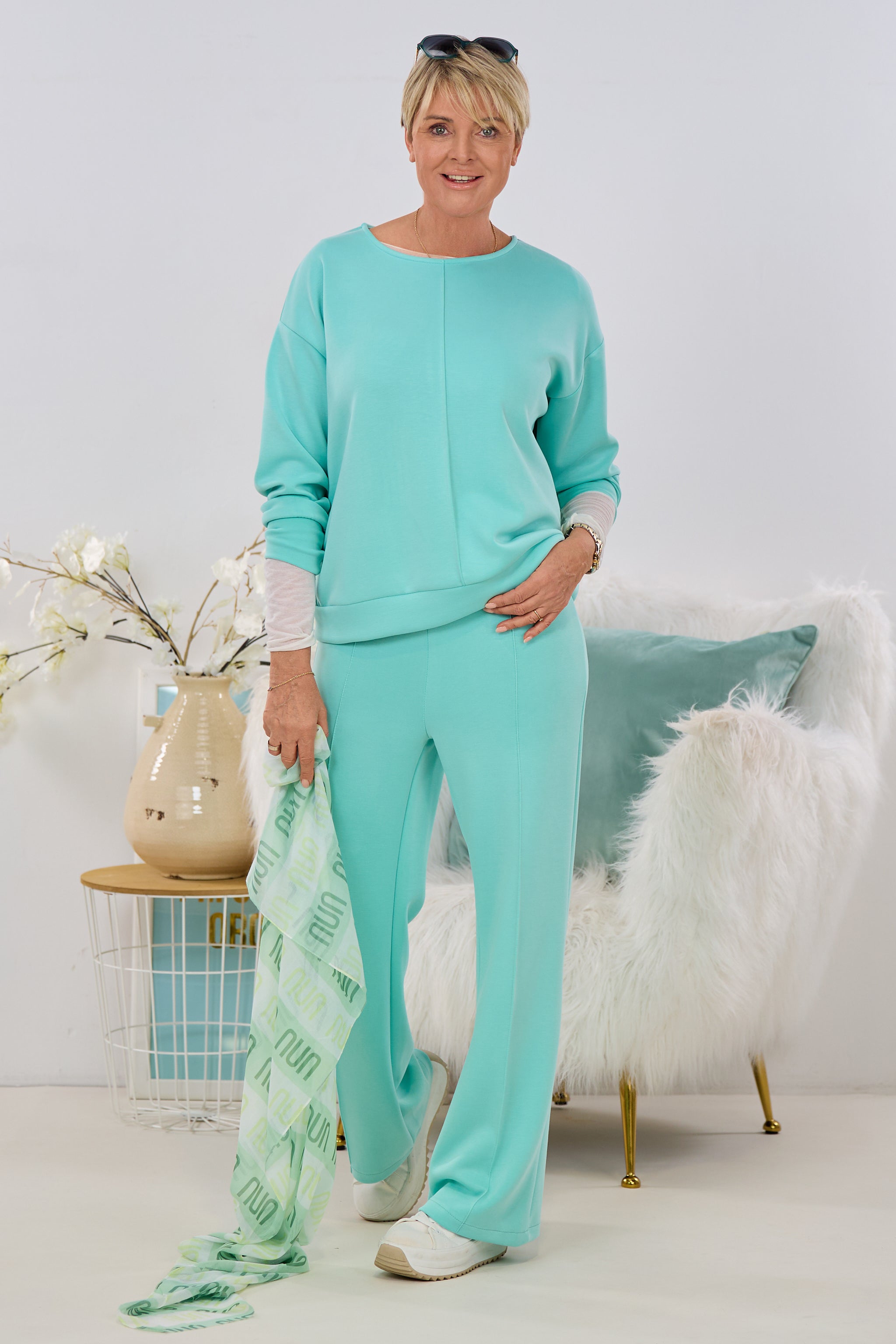 Cozy Hose mit Biese, mint