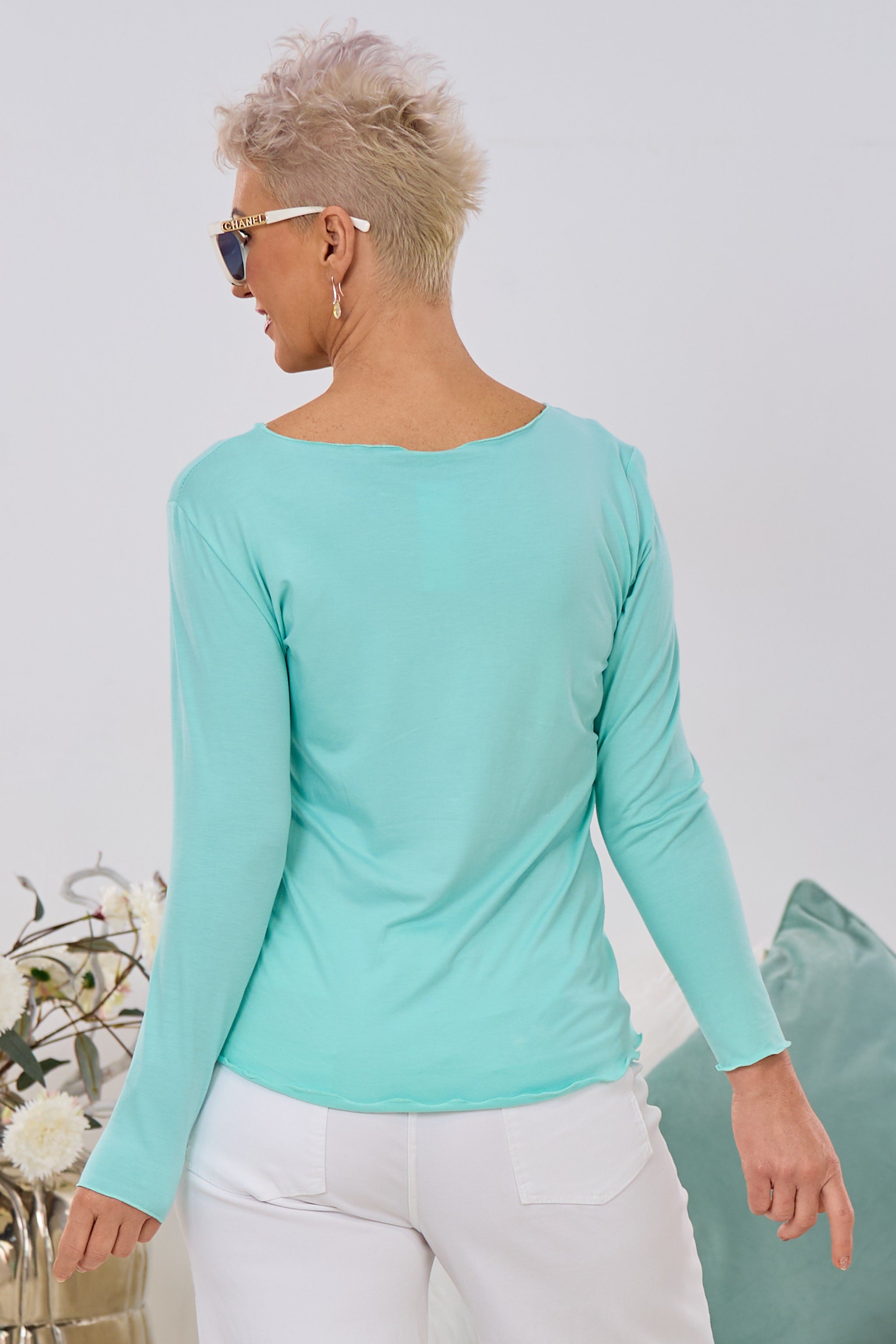 Longsleeve mit leicht gewellten Abschlüssen, mint