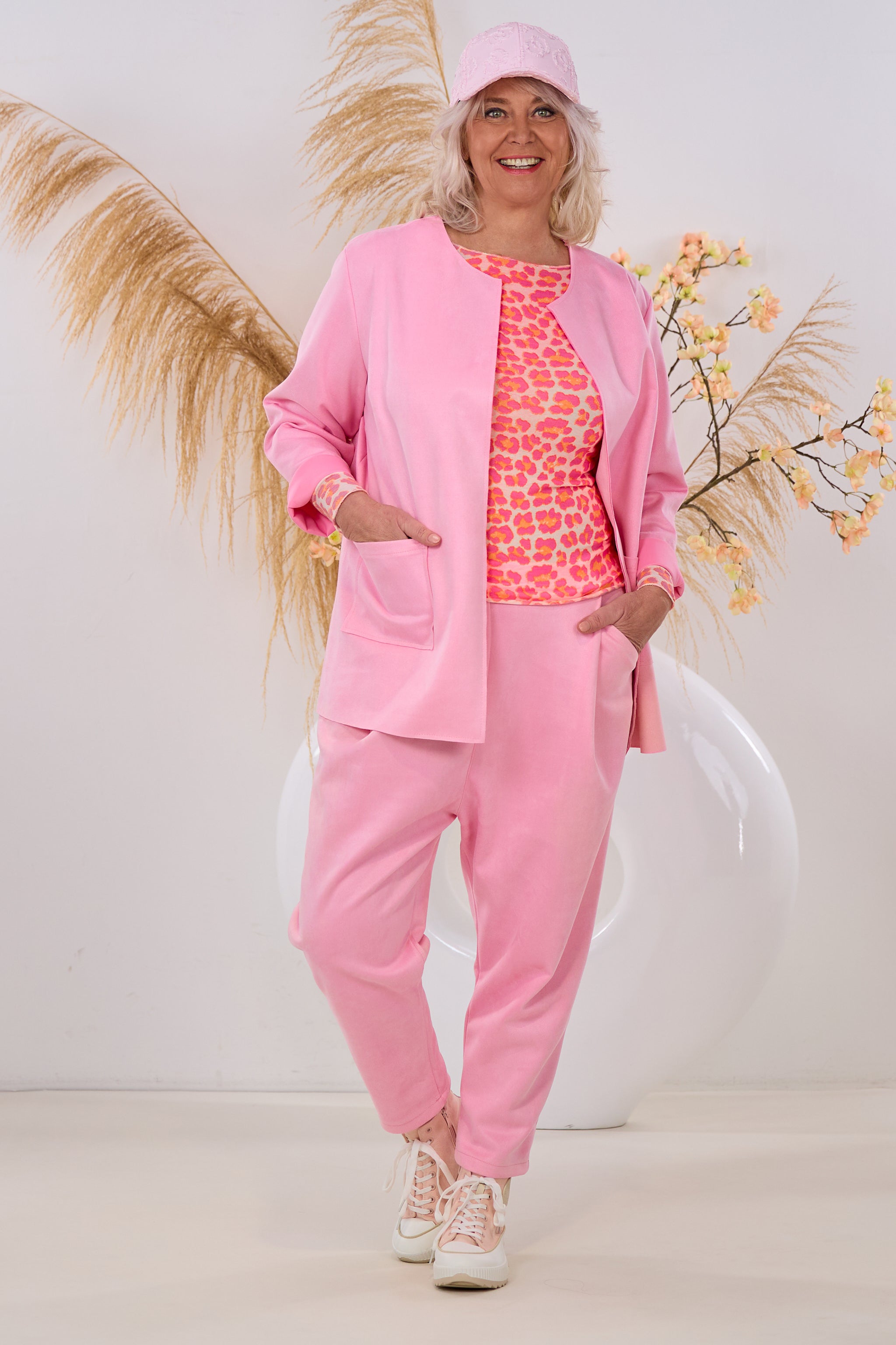 Blazer in Waschleder-Optik, rosa