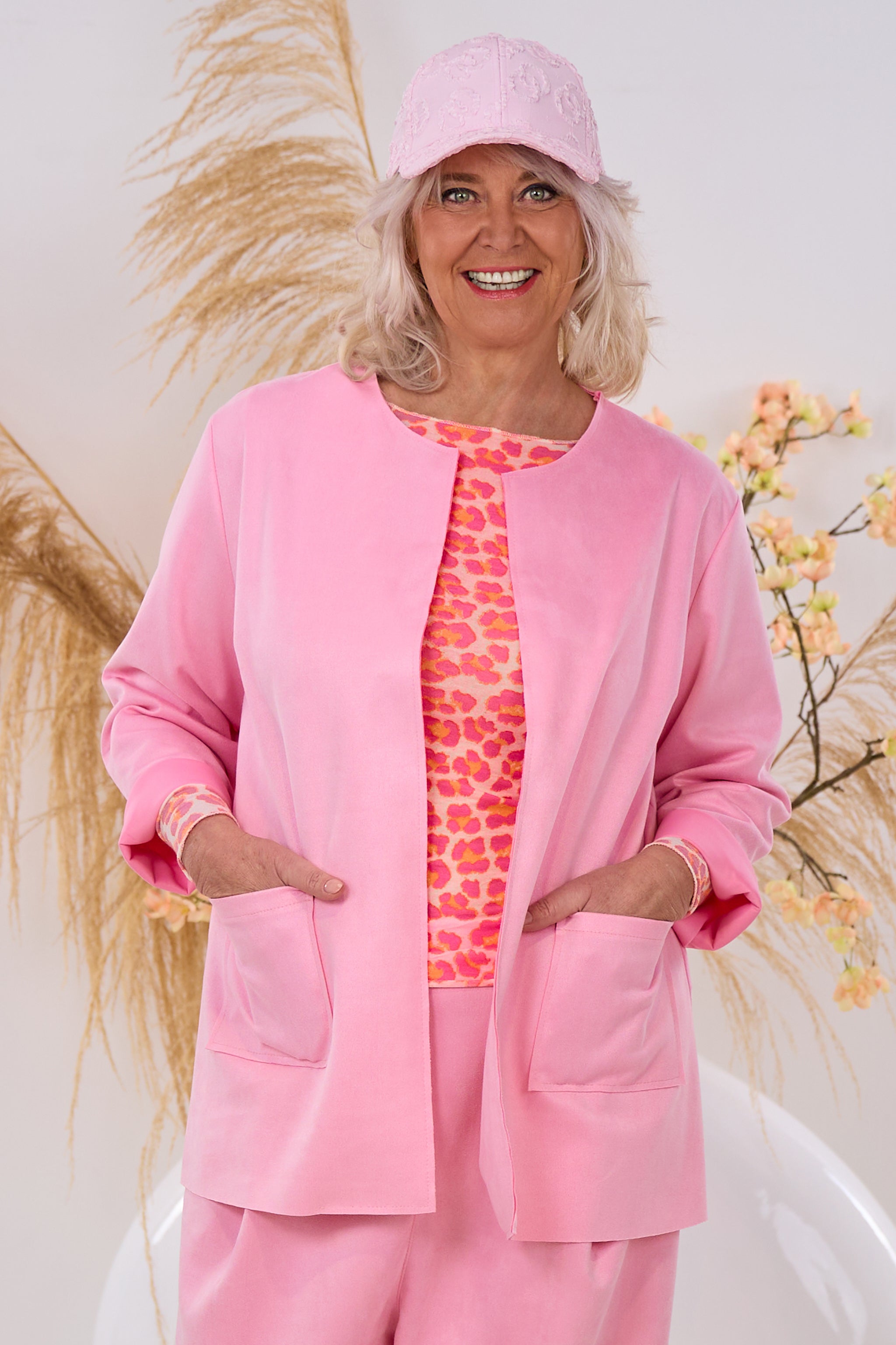 Blazer in Waschleder-Optik, rosa