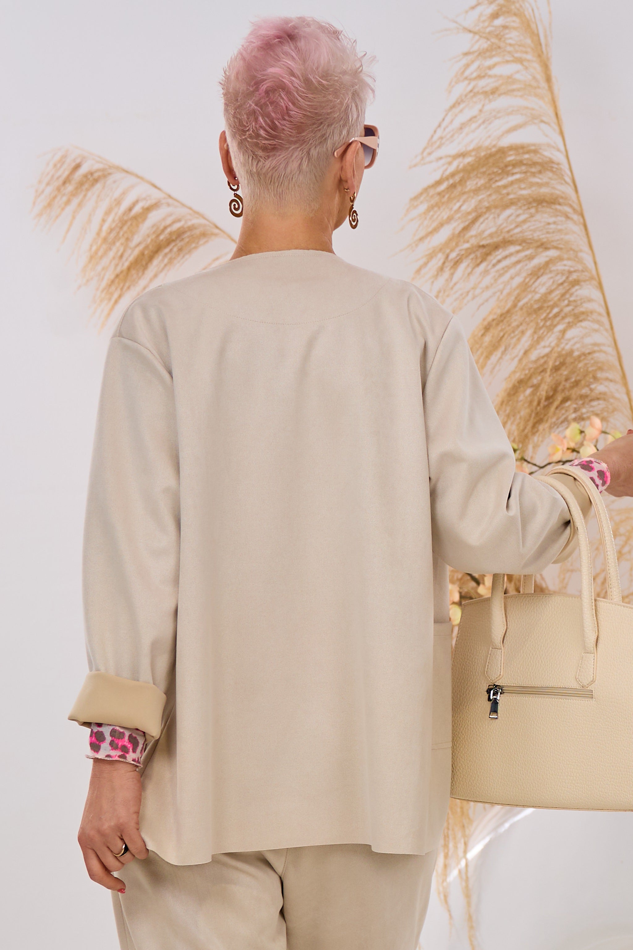 Blazer in Waschleder-Optik, beige