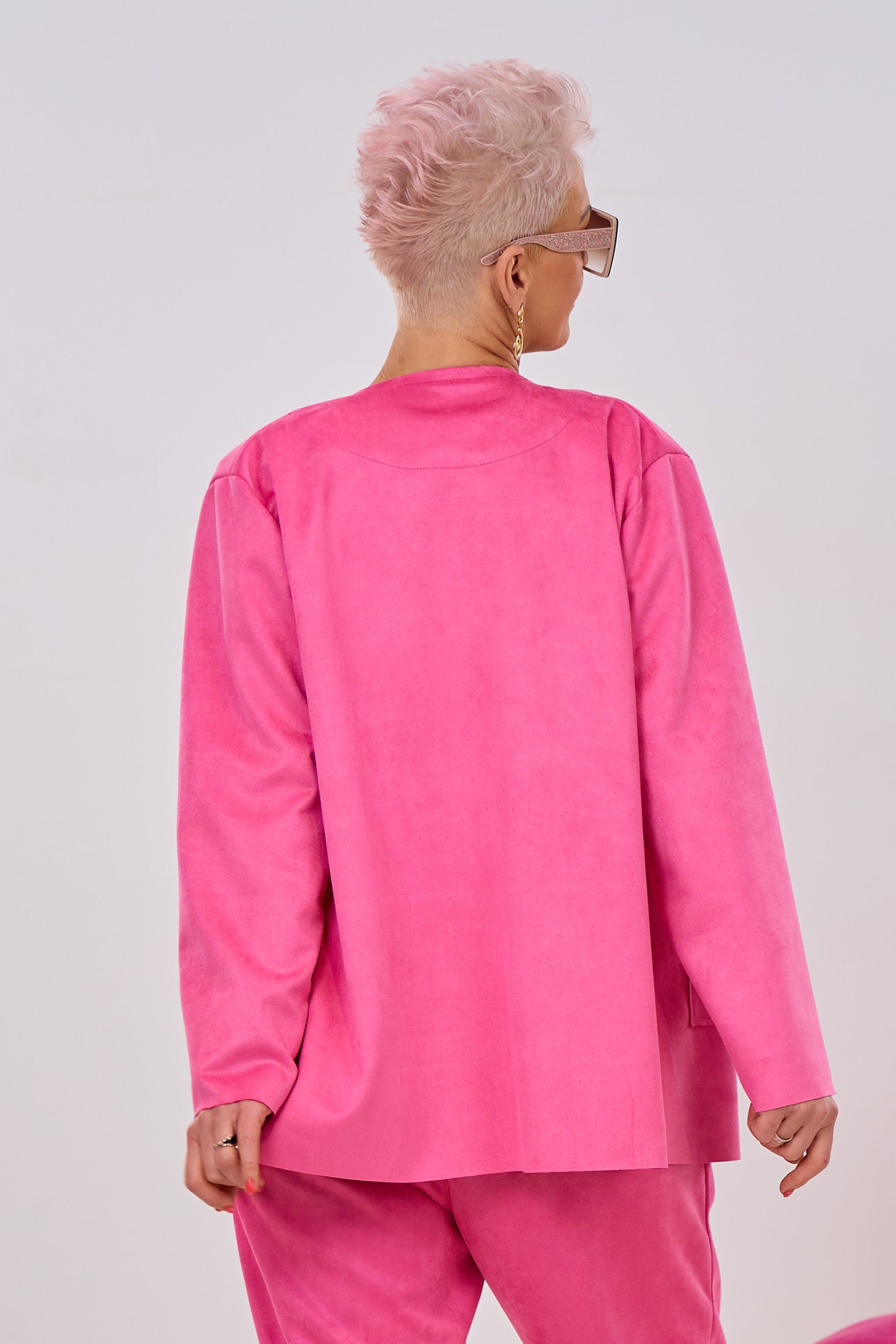 Blazer in Waschleder-Optik, pink