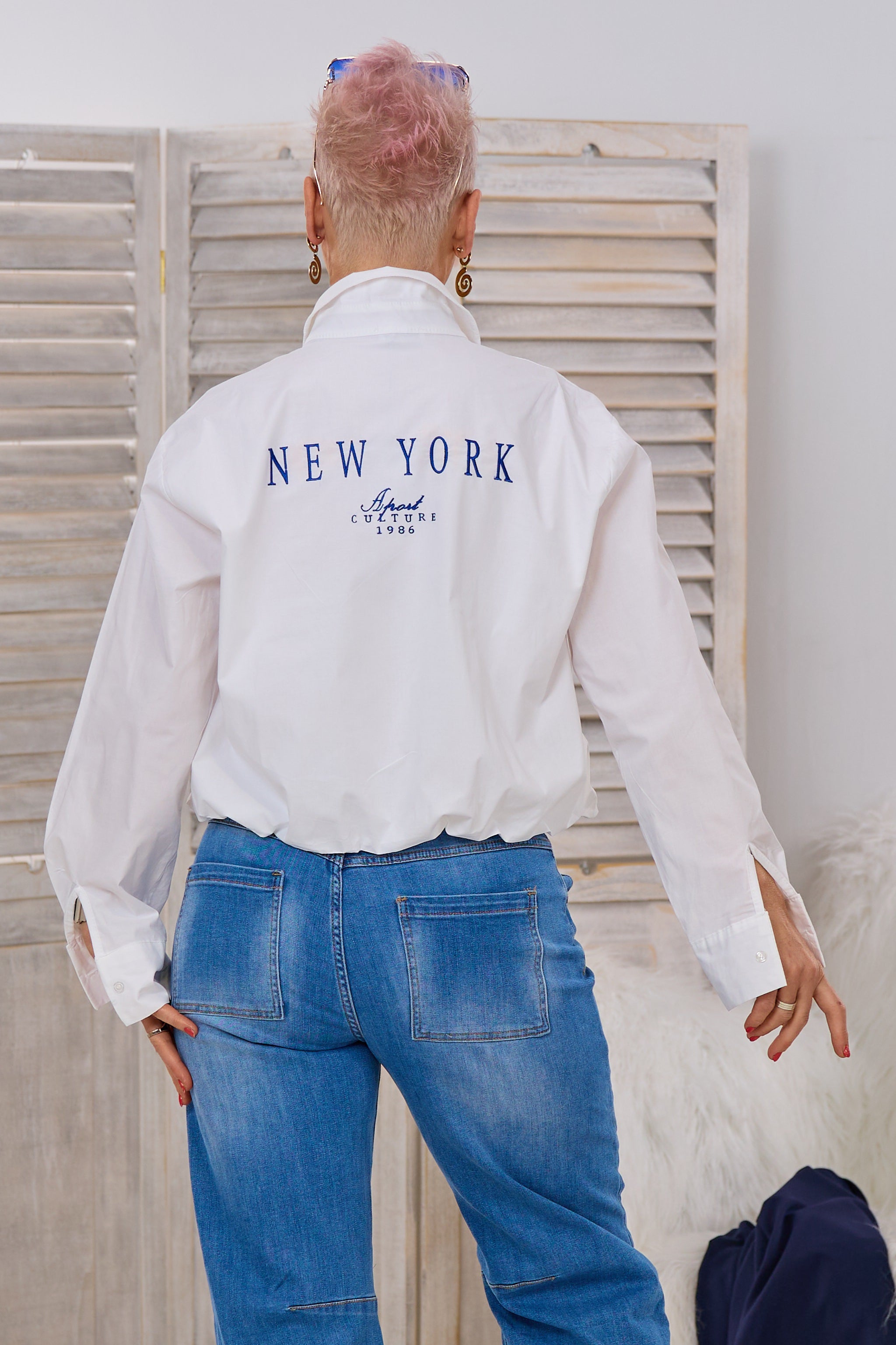 Hemdbluse im Balloon-Style, weiß