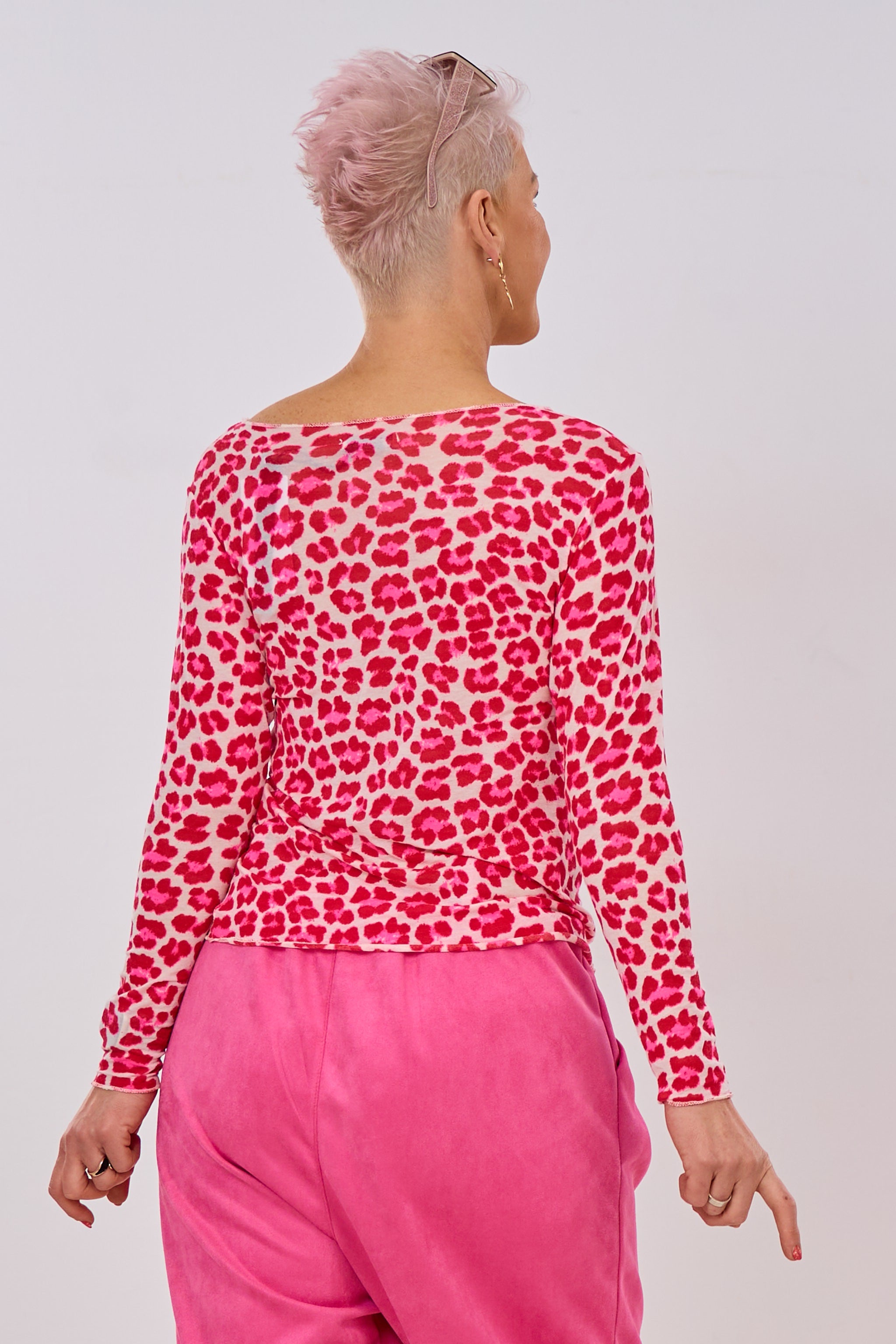 transparentes Longsleeve, leo-rot