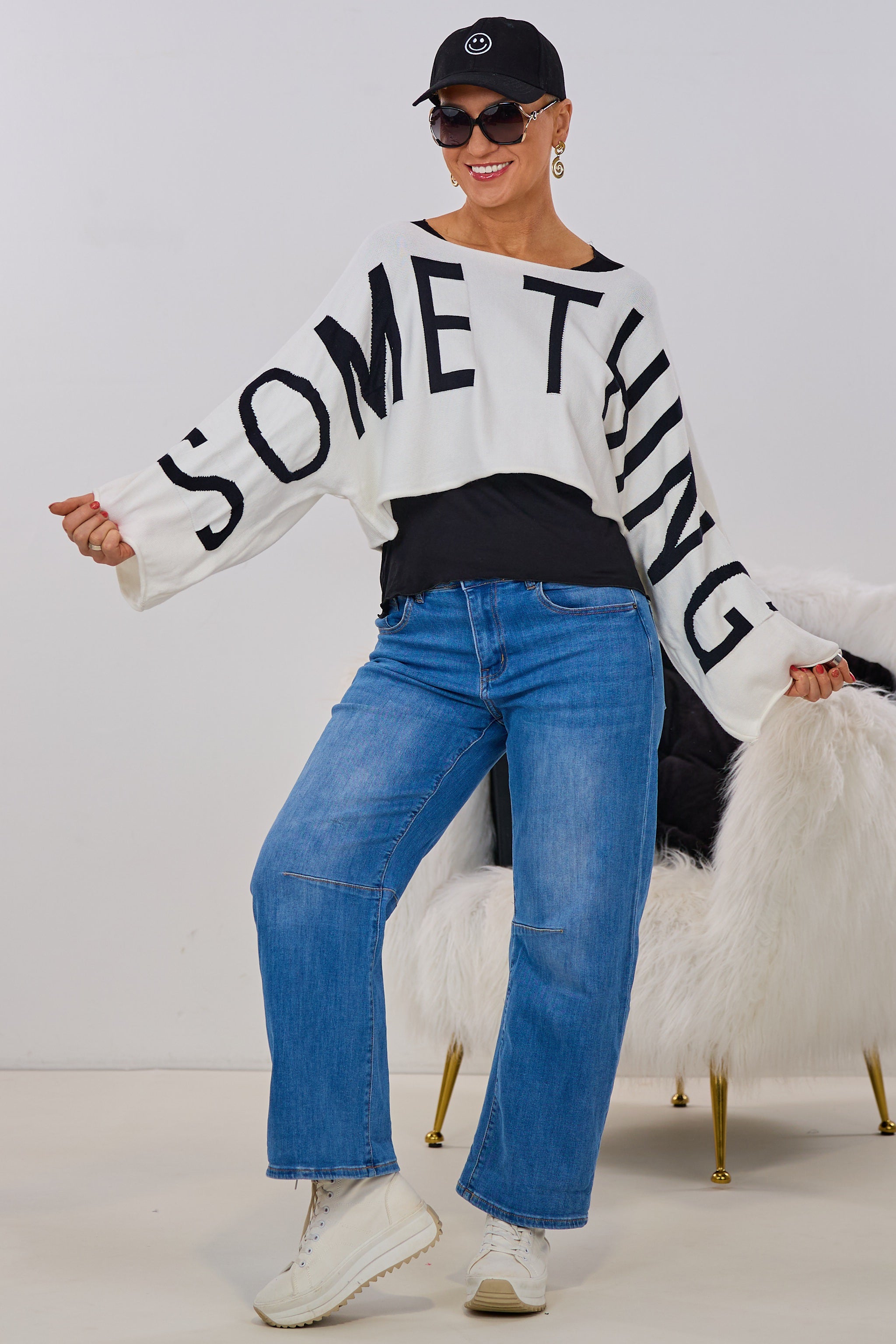 Further Cropped Sweater SOMETHING, white