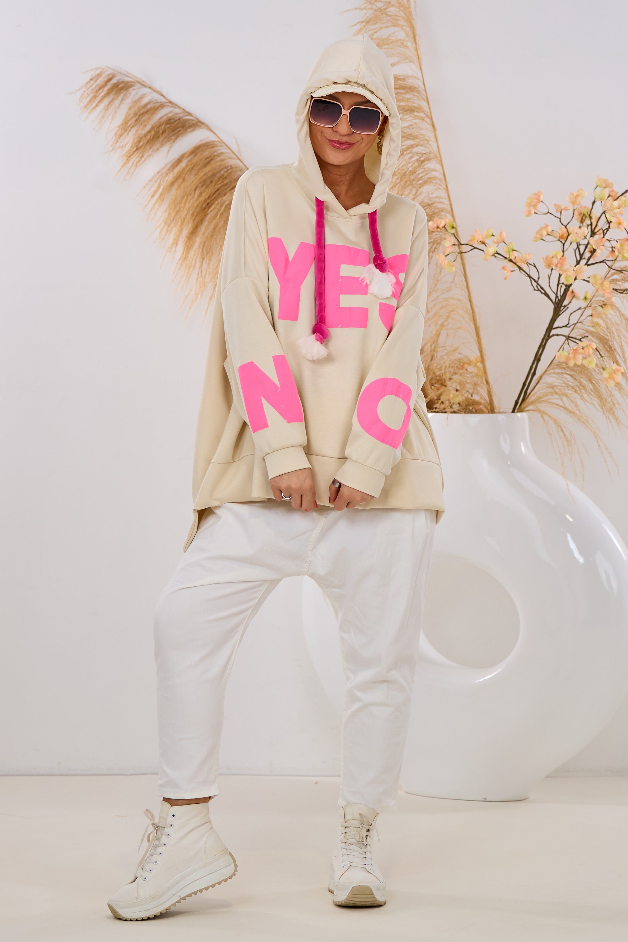 Cozy Hoodie YES - NO, beige-pink