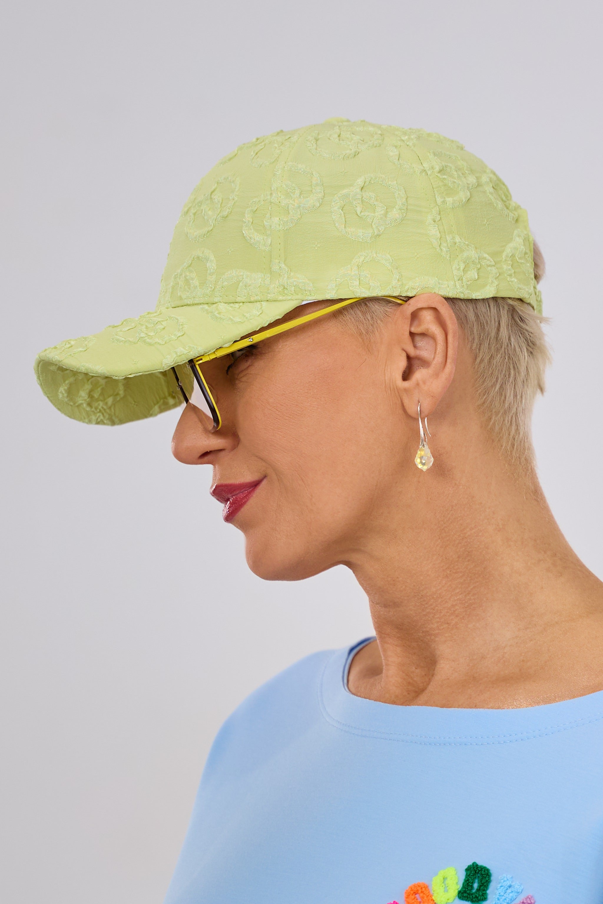 Kappe aus gekrinkeltem Stoff, kiwi