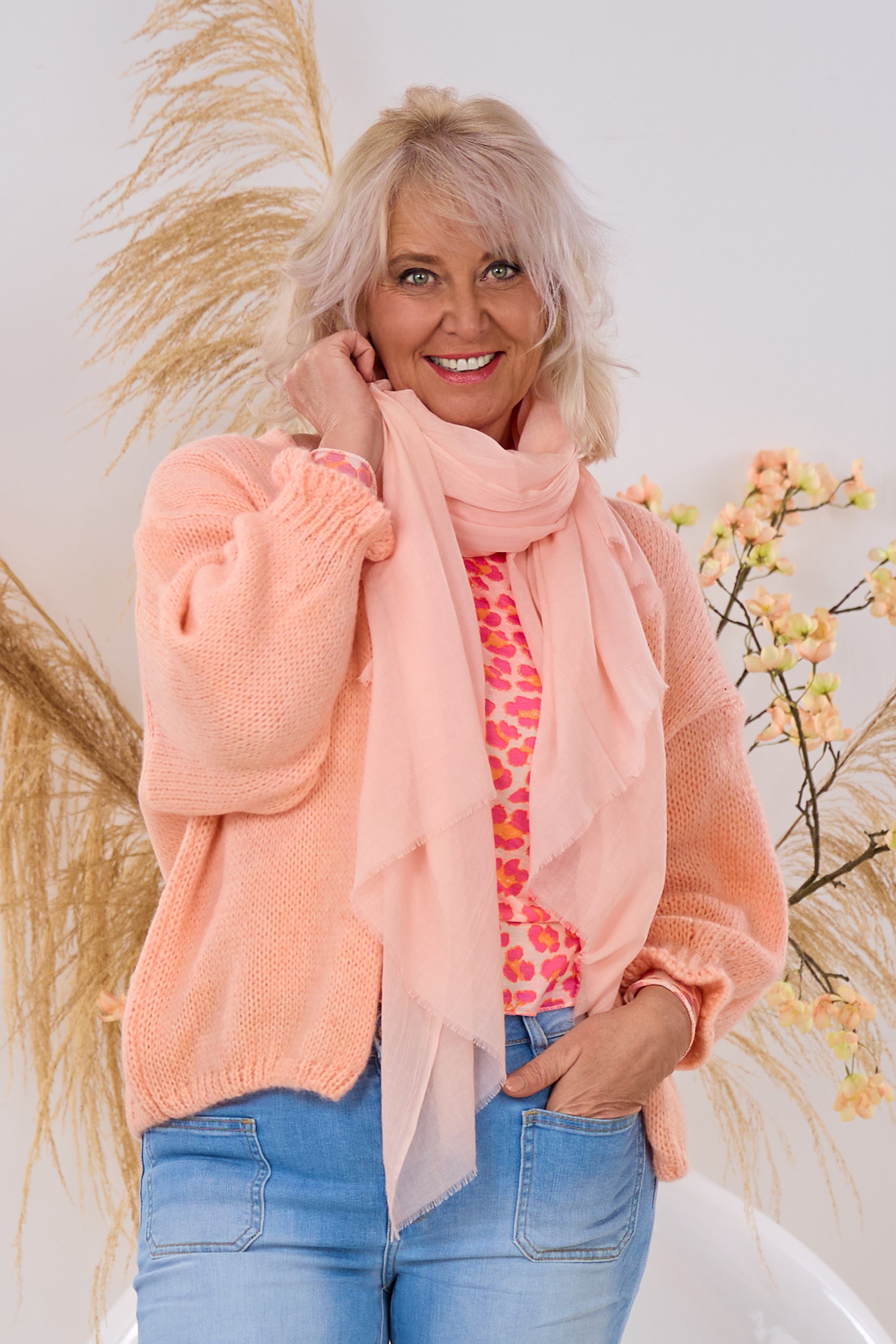 Viscose-Tuch mit kurzen Fransen, apricot