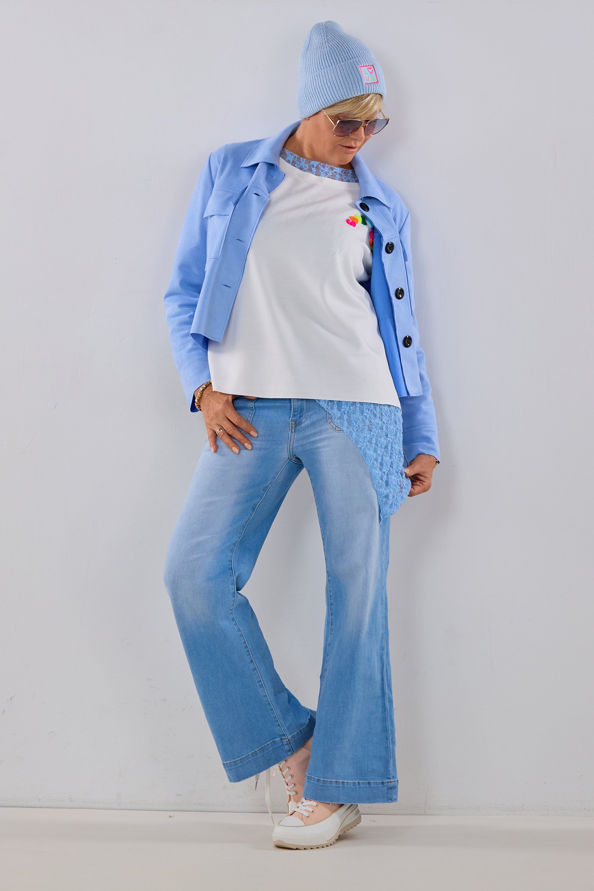 Cozy-Shirt mit GOODVIBES-Flock, ecru