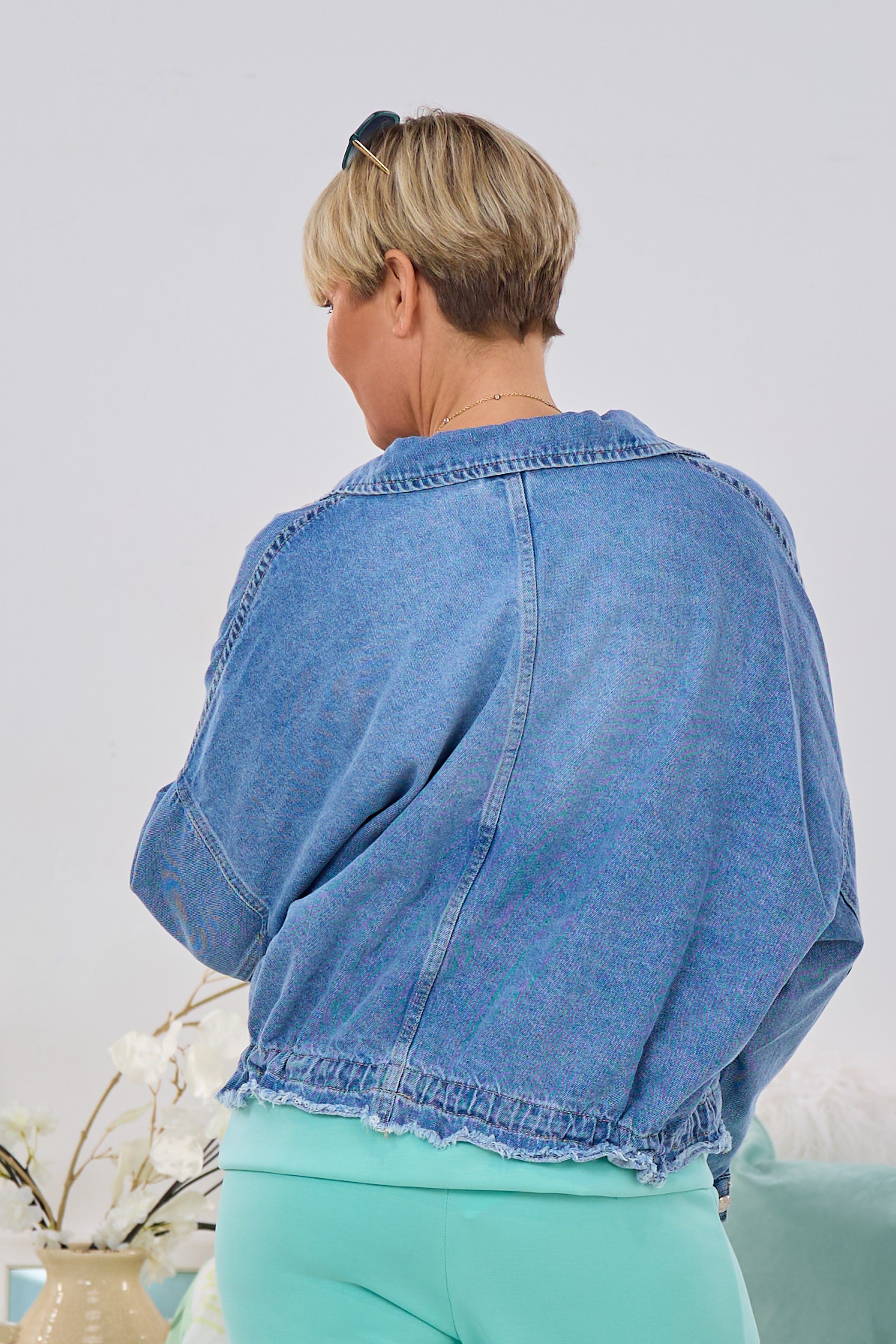 Weite Jeansjacke mit großen Taschen, denim