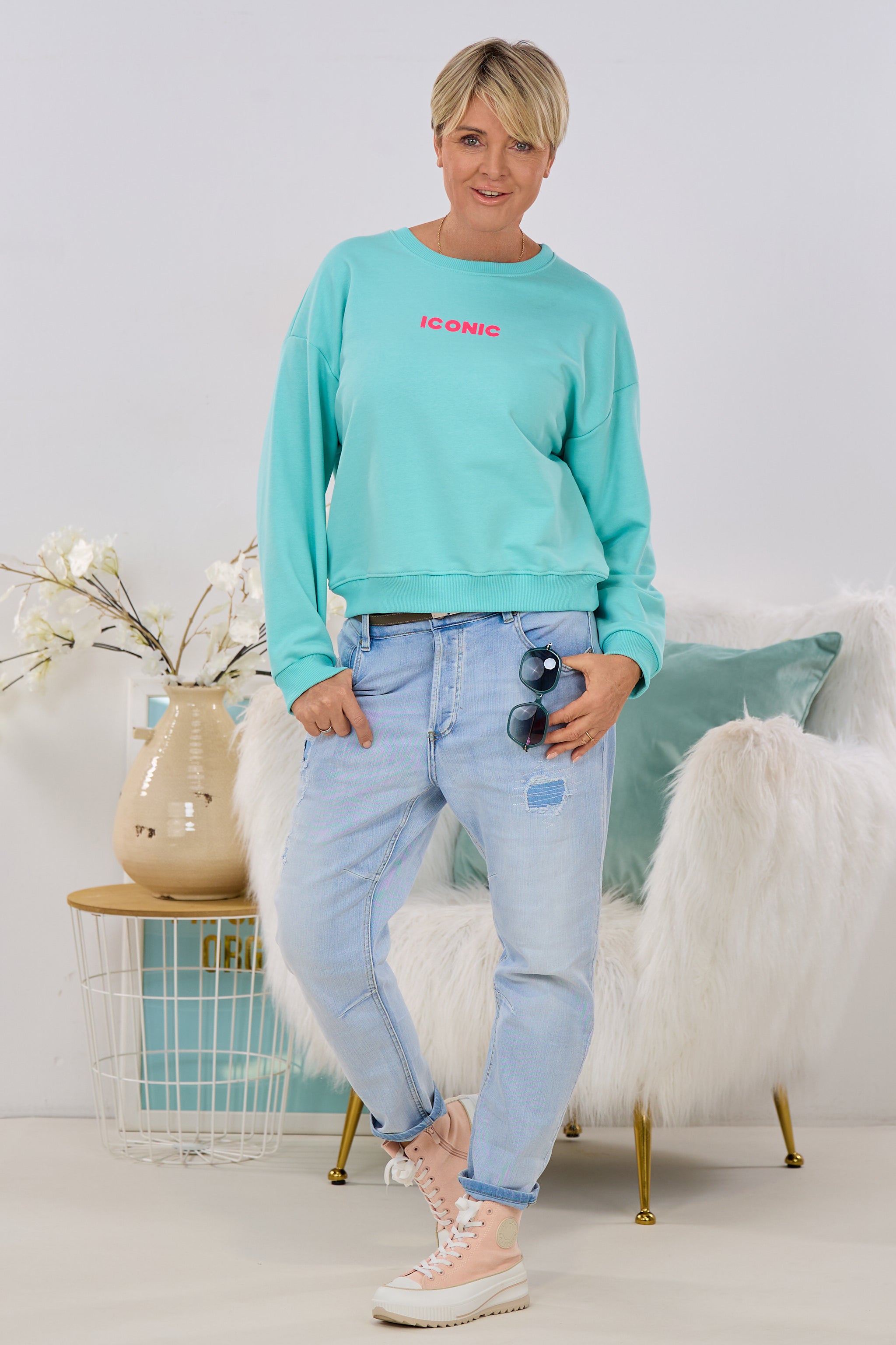 Sweaty ICONIC, mint-pink-orange