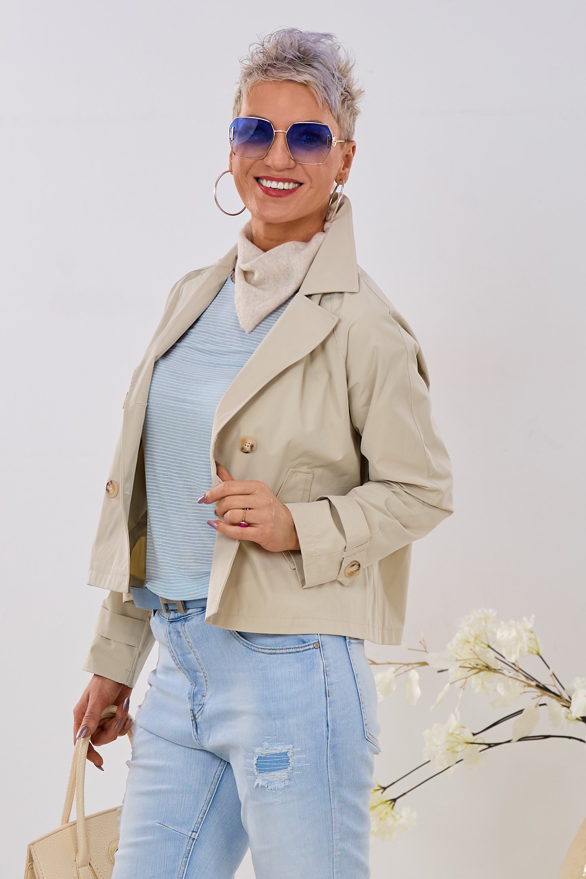 kurze Trenchjacke, beige