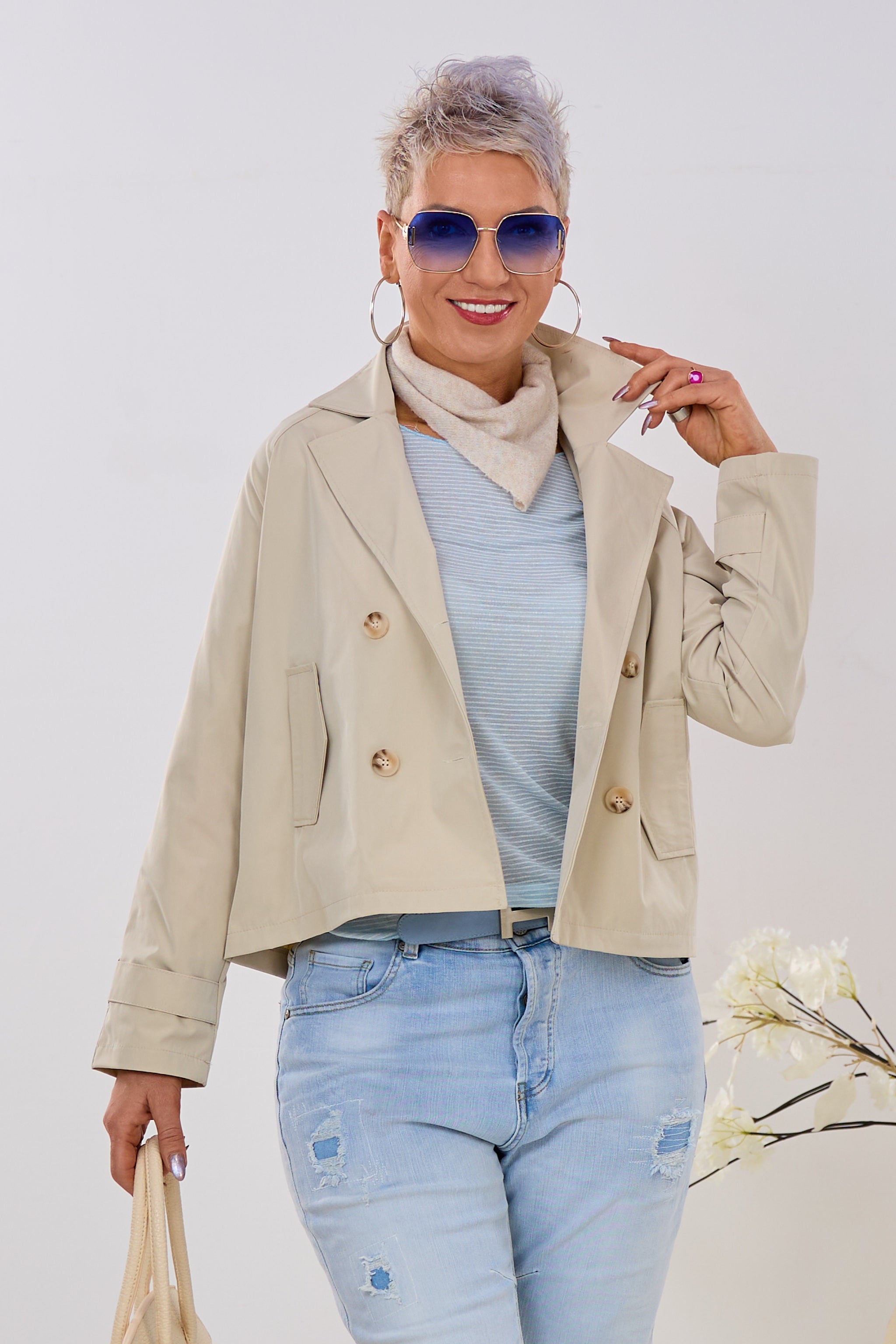 kurze Trenchjacke, beige