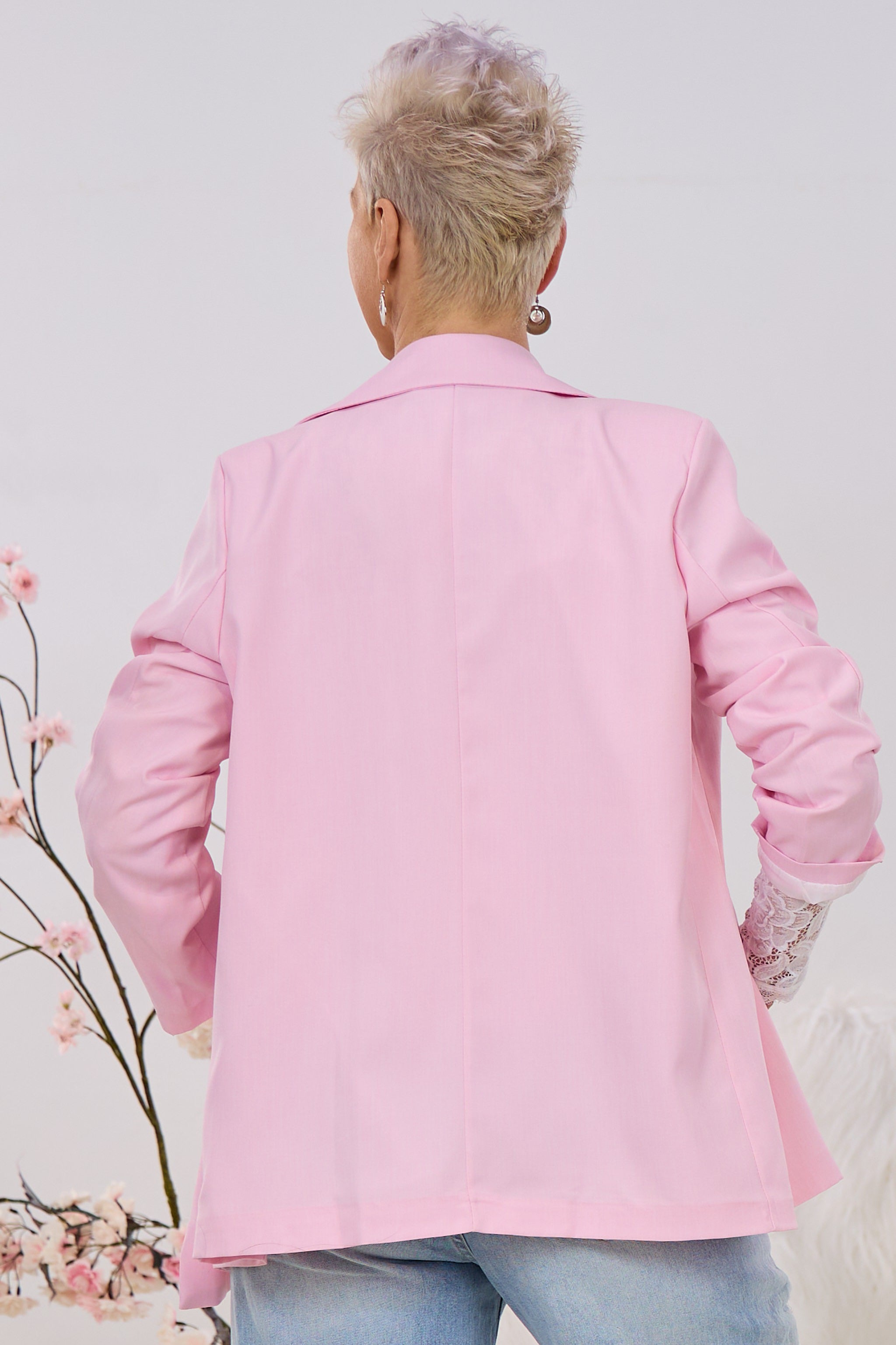 Langer, lässiger Blazer, rosa