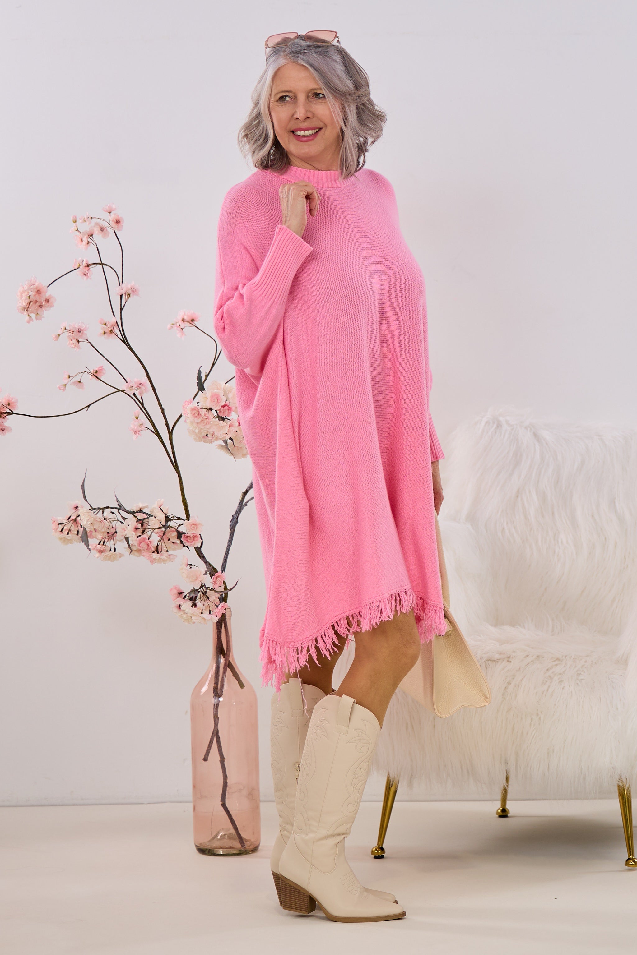 Oversized Kleid/Strickpulli, candy pink