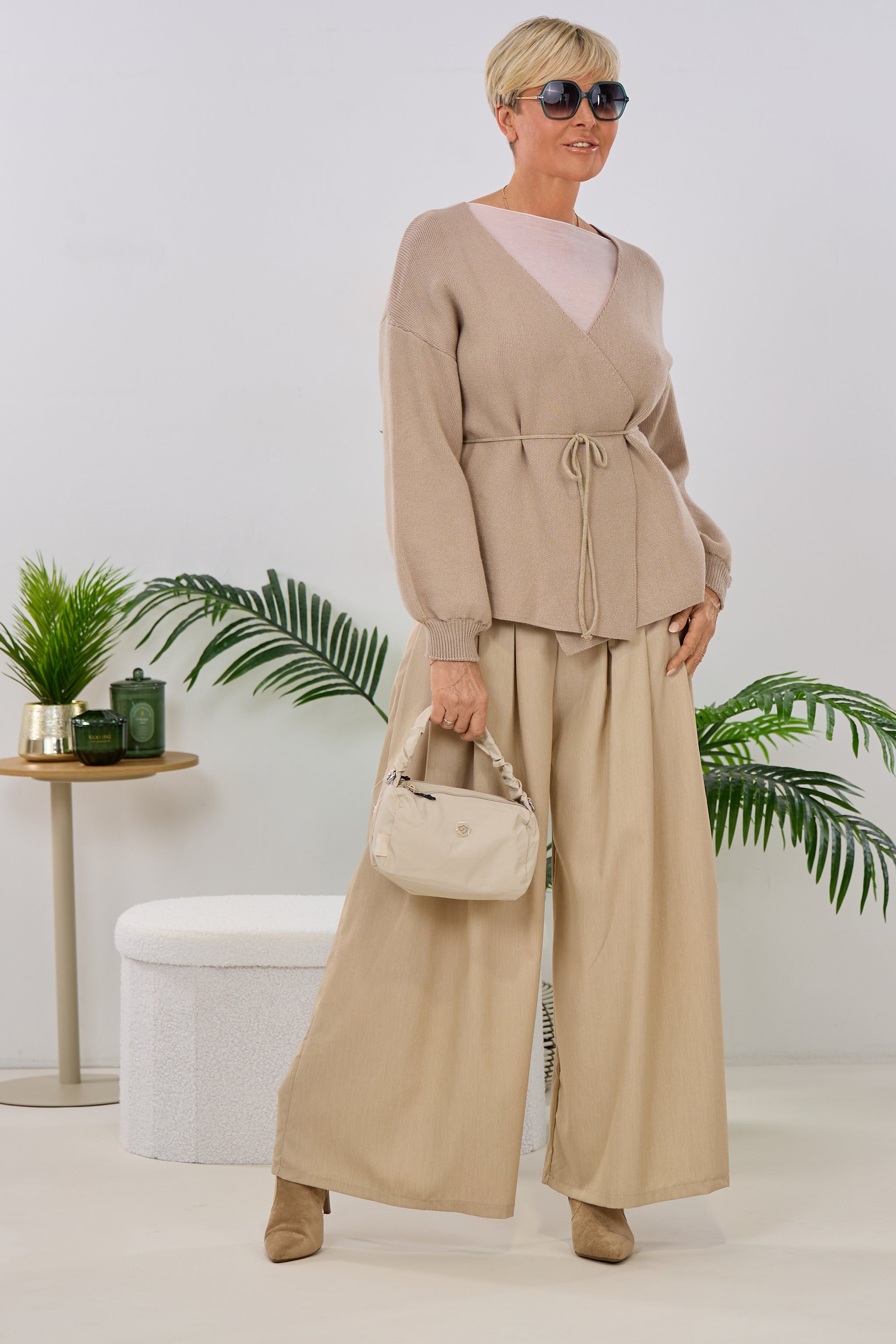 Wickel-Strickjacke, taupe