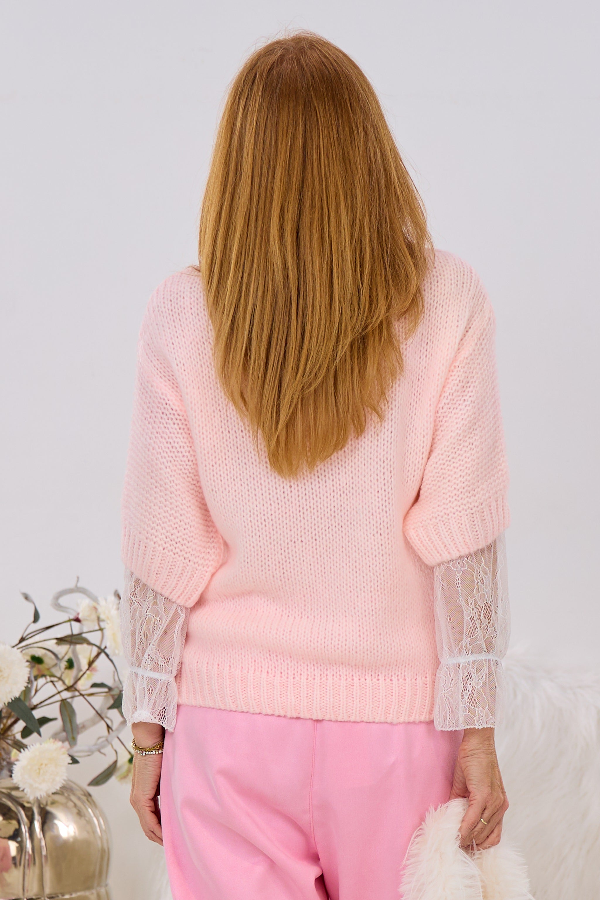 Kurzarm Strickpulli Follow Me, rosa