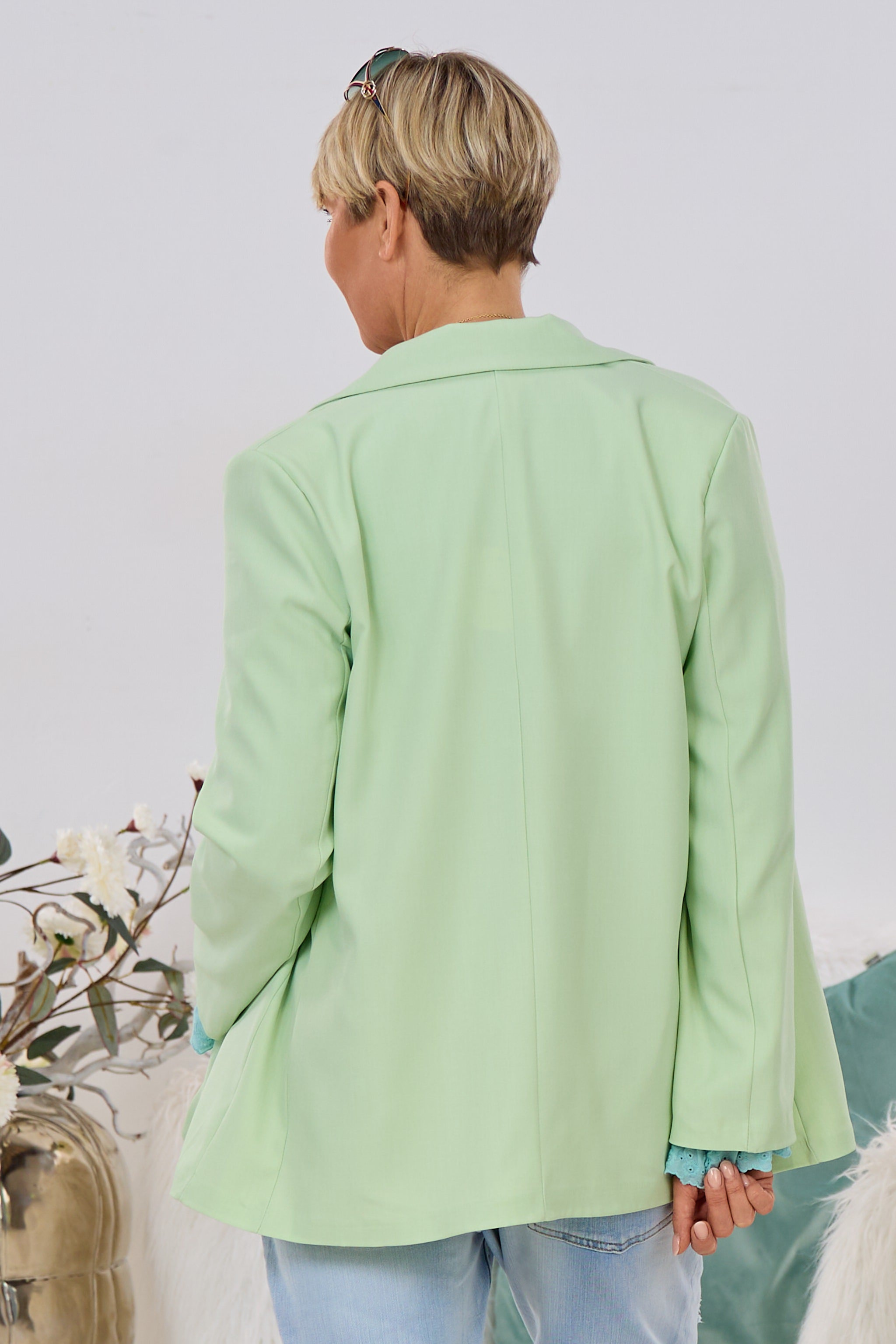Langer, lässiger Blazer, mint