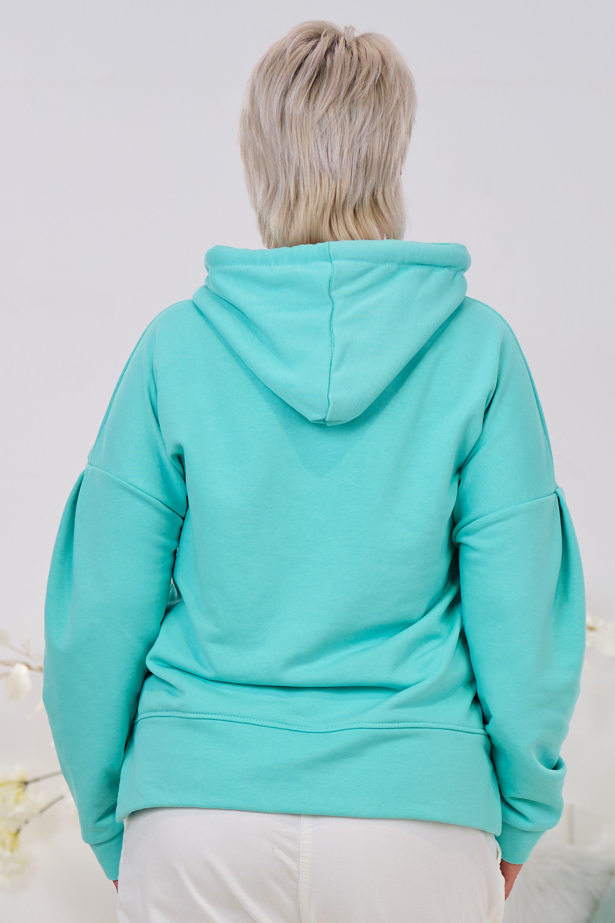 Hoodie HAPPY, türkis-pink-orange