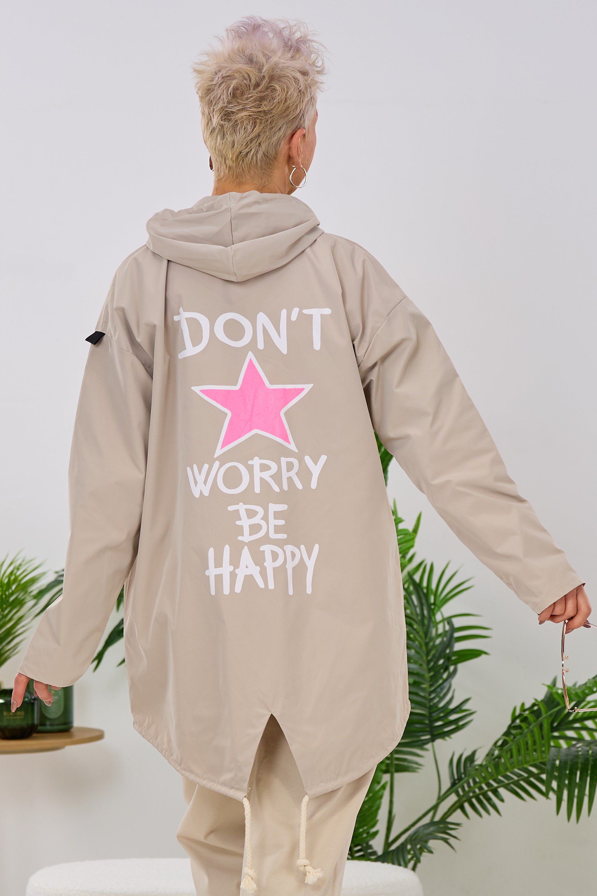 Leichter Parka DON'T WORRY BE HAPPY, beige