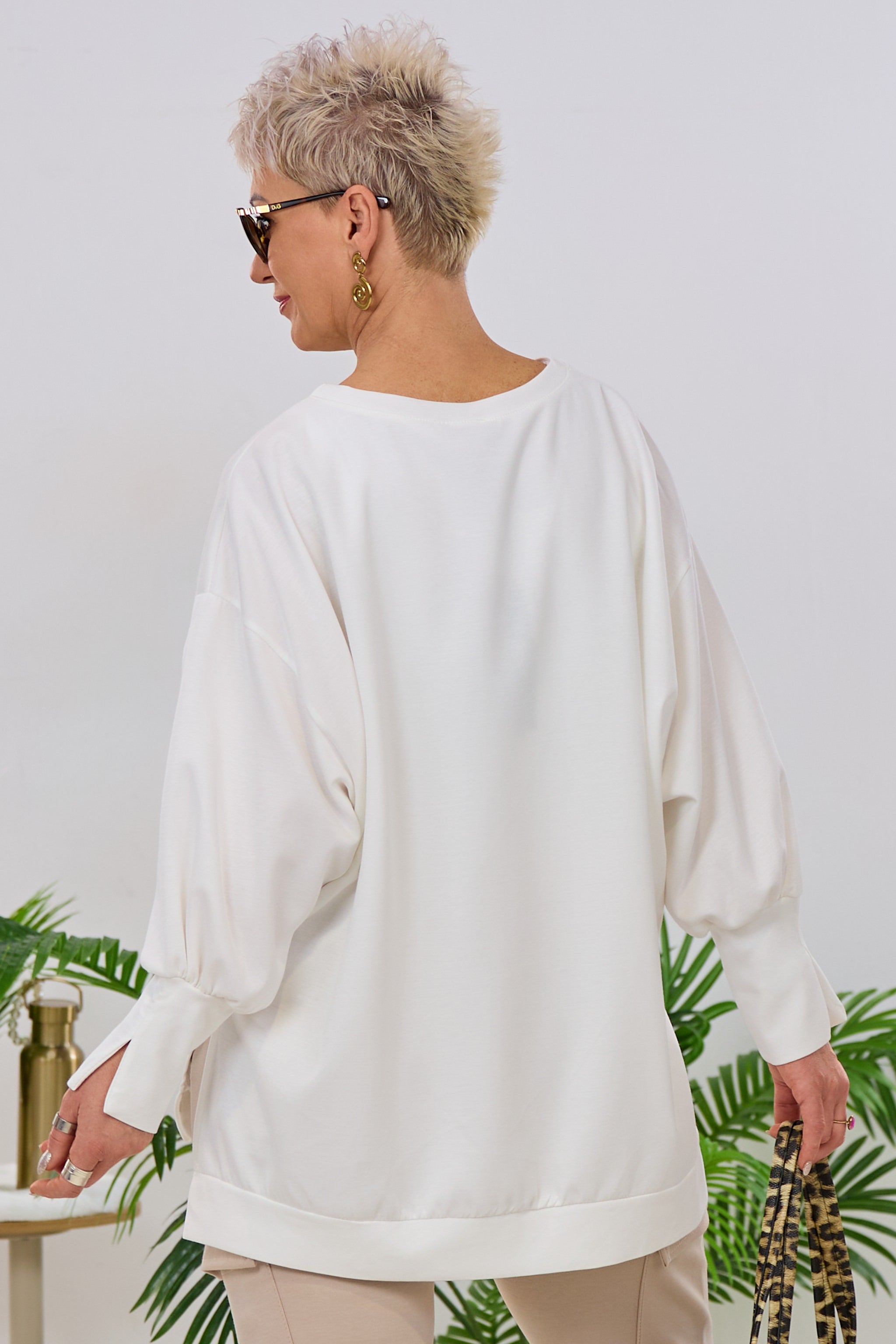 Cozy Sweaty mit Strass-Motiv, ecru