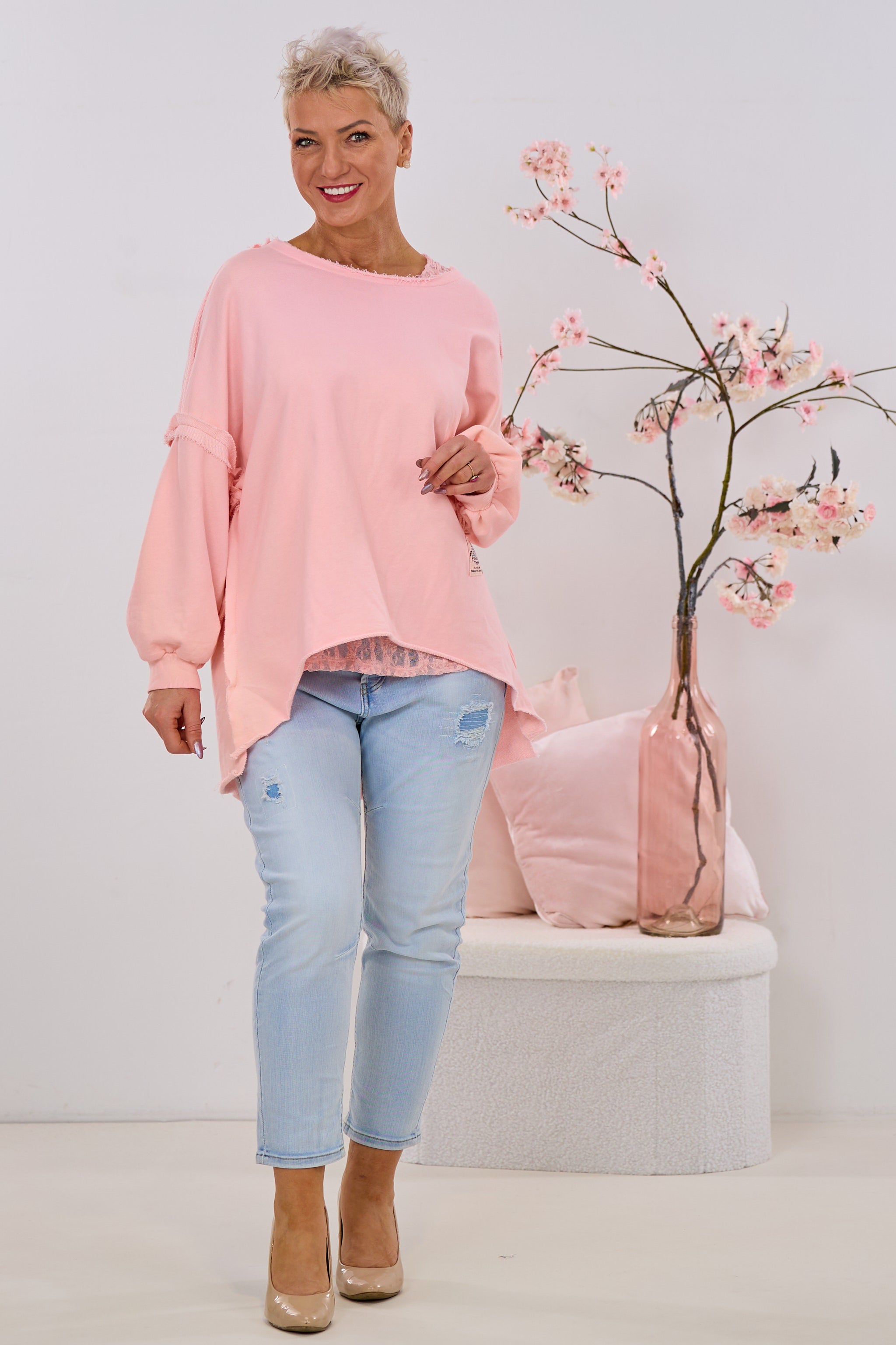 Uni Sweaty mit außenliegenden Nähten, rosa