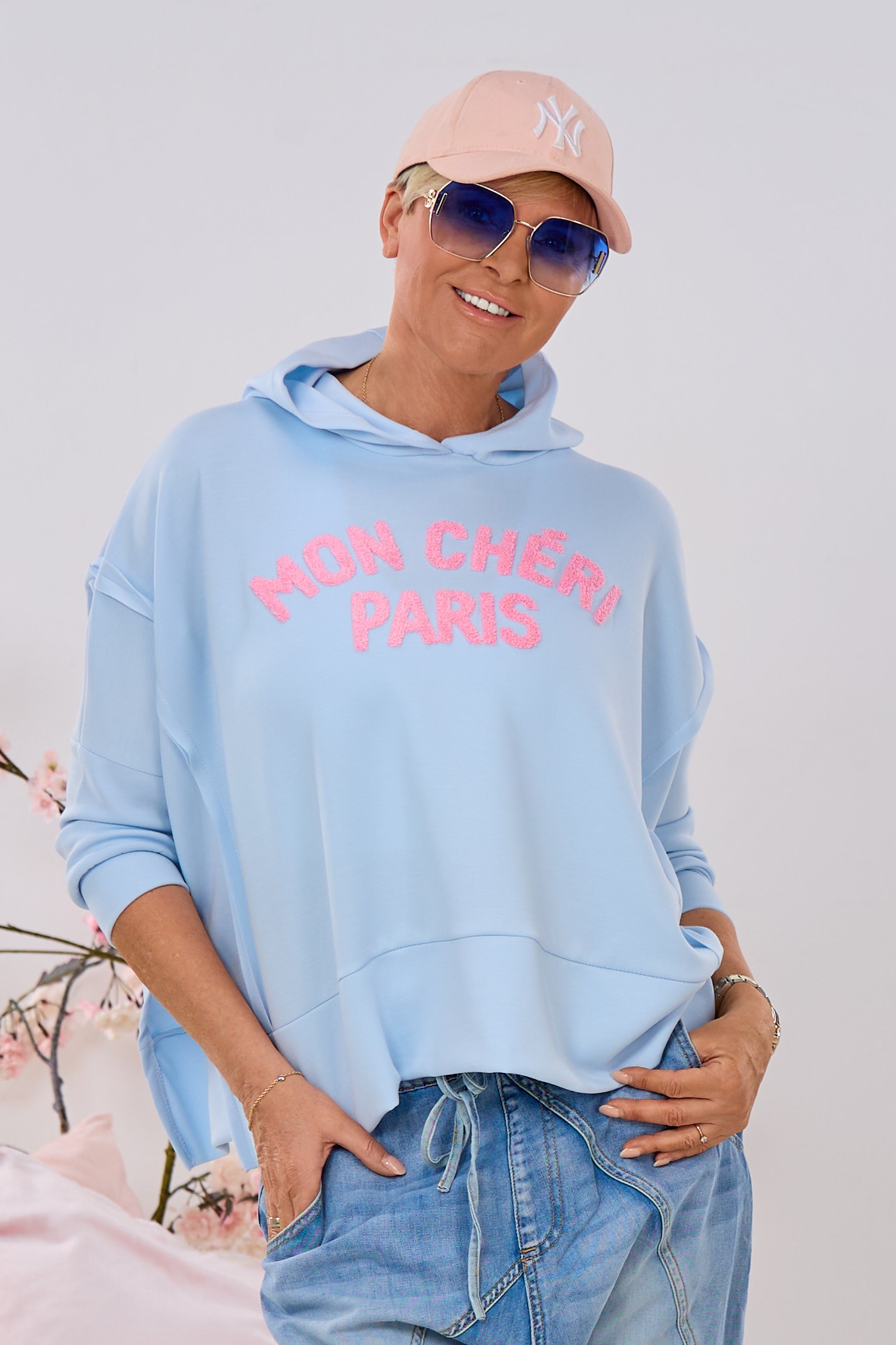 Cozy Hoodie MON CHÉRI PARIS, hellblau-rosa
