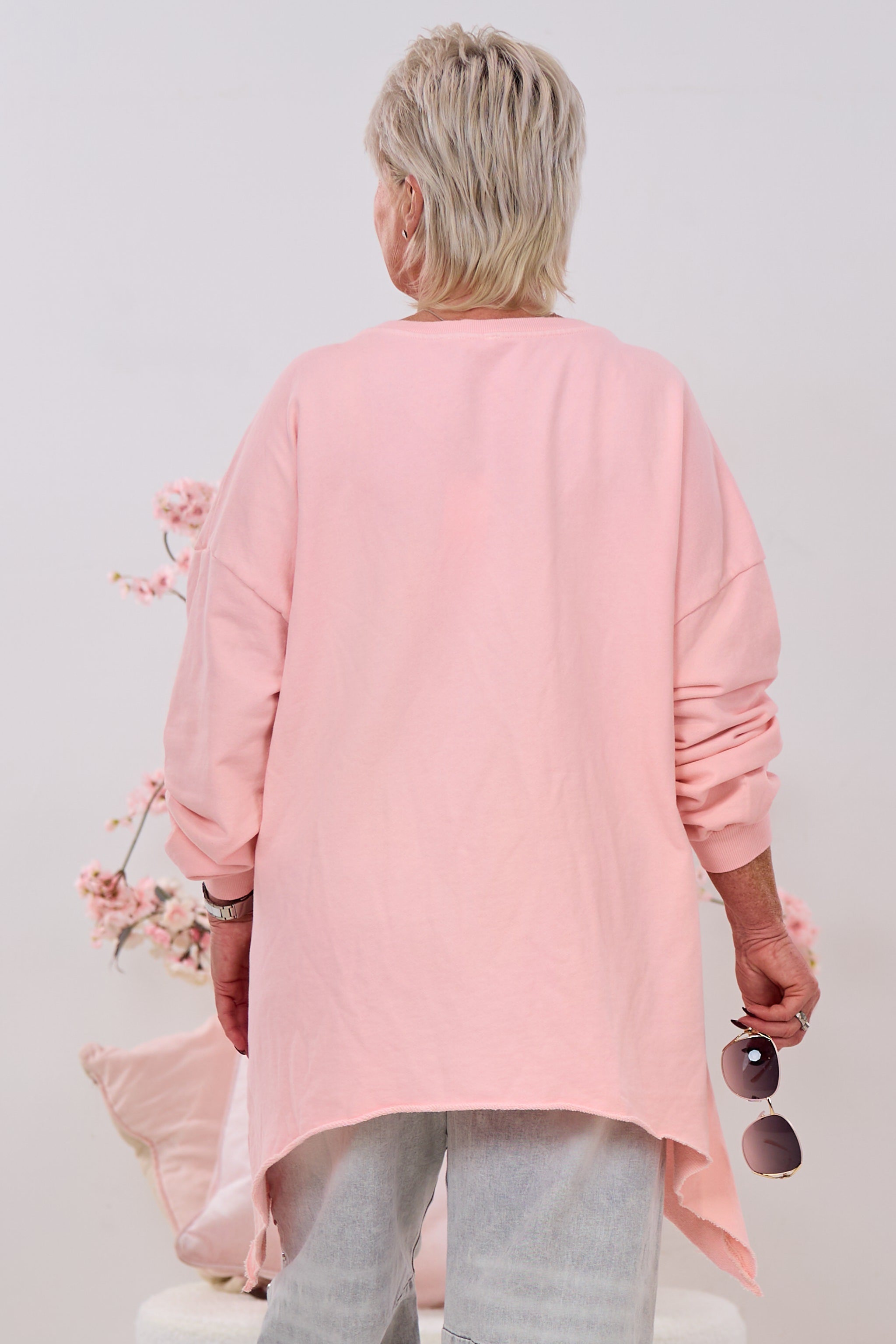 Sweaty mit PEACE & LOVE Print, rosa-bunt