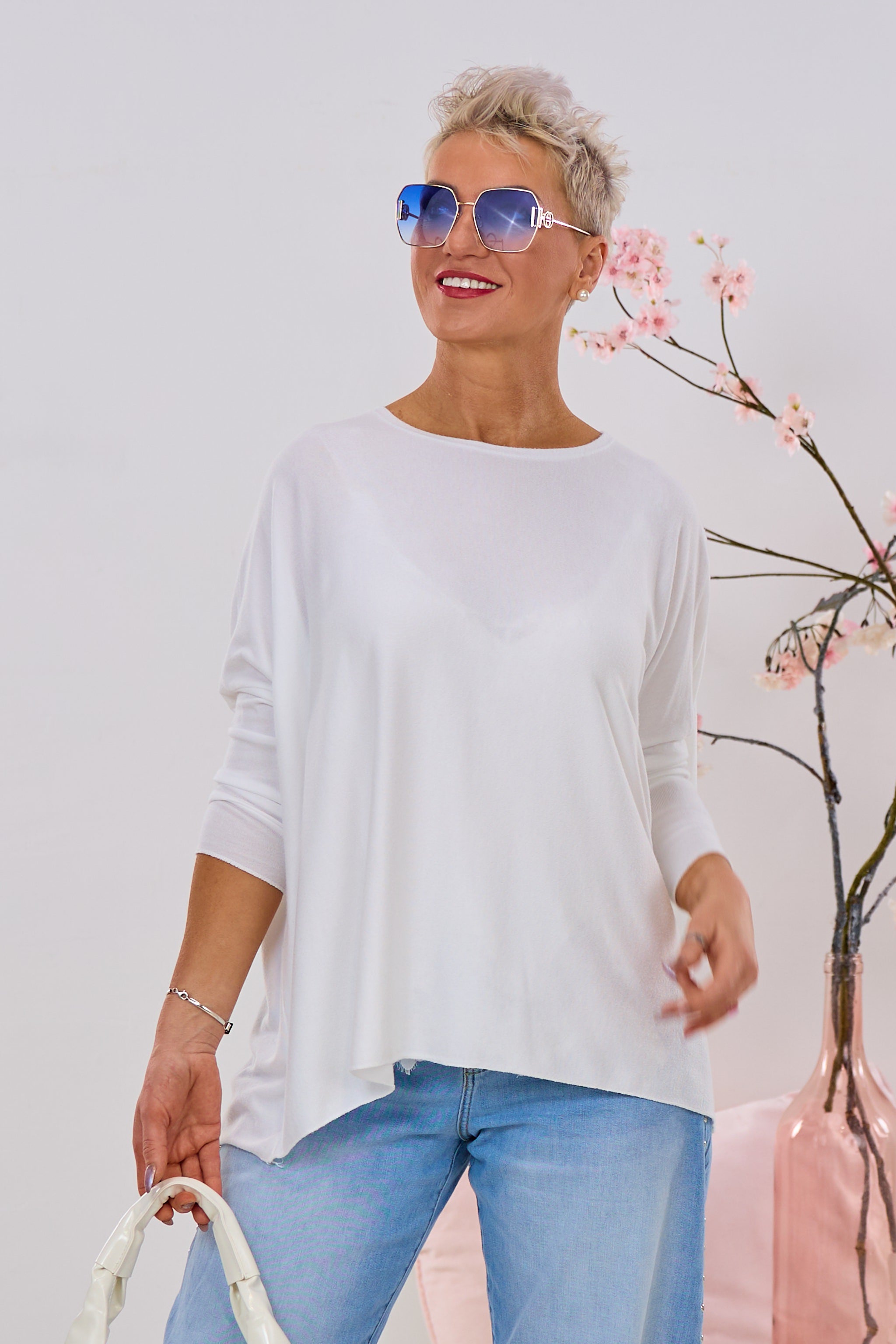 Uni Oversized Strickshirt, ecru