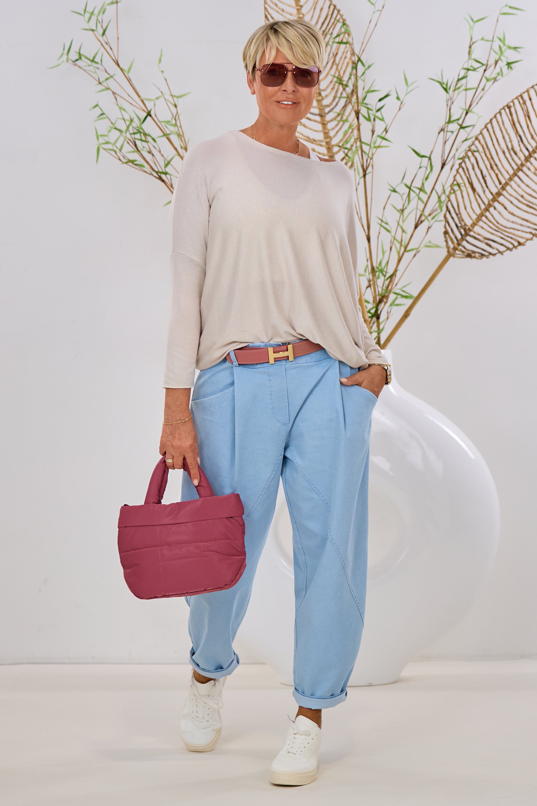 Uni Oversized Strickshirt, beige