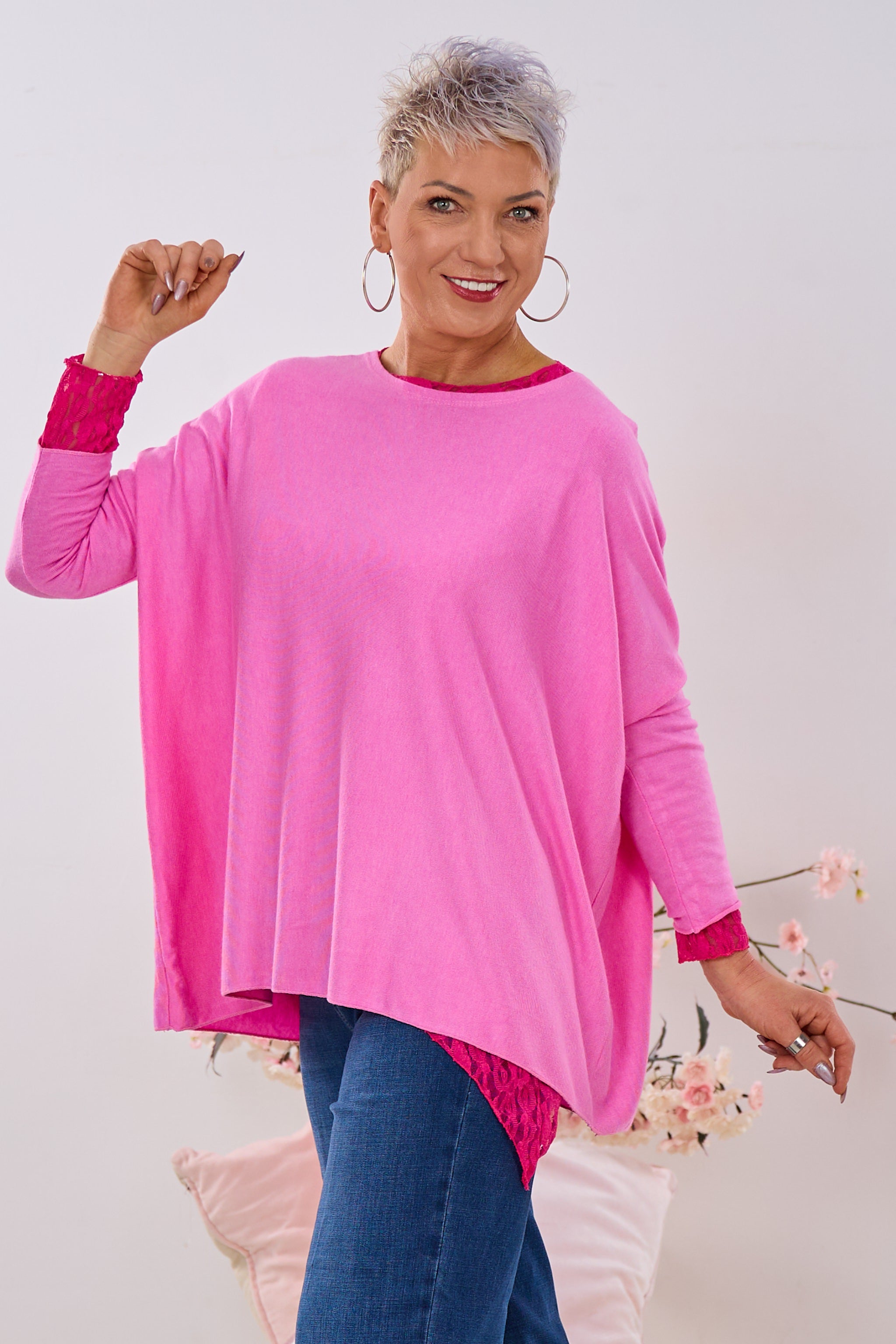 Uni Oversized Strickshirt, pink